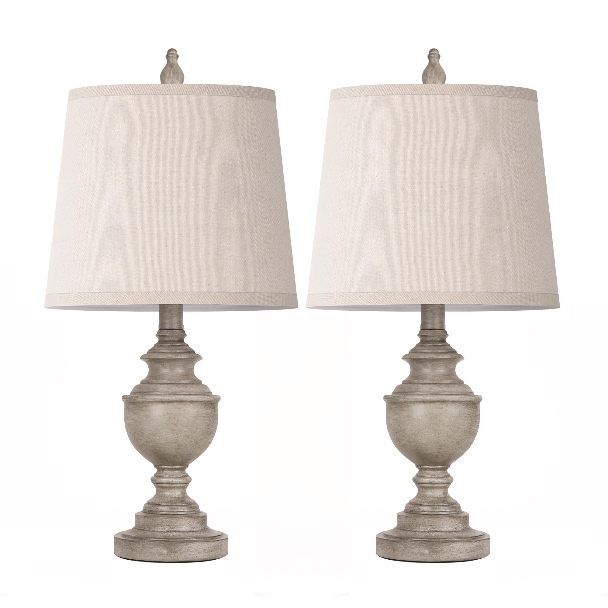 PARTPHONER Retro Table Lamps Set of 2, 22in Vintage Nightstand Lamps, Antique Grey, Resin, Model PALP453AW2