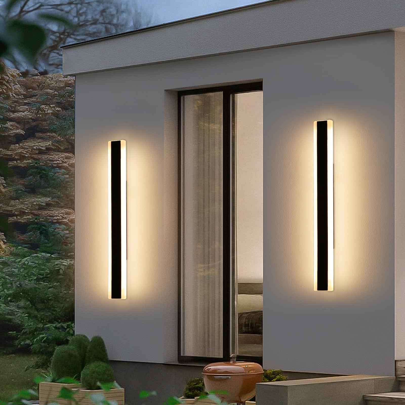 Mikeru 2Pack 31.4Inch Outdoor Wall Light Fixtures  3000K Modern Outdoor Lights Exterior For House Ip65 Waterproof Rust Long Led Wall Light  Hardwire Wall Mount Exterior Lighting