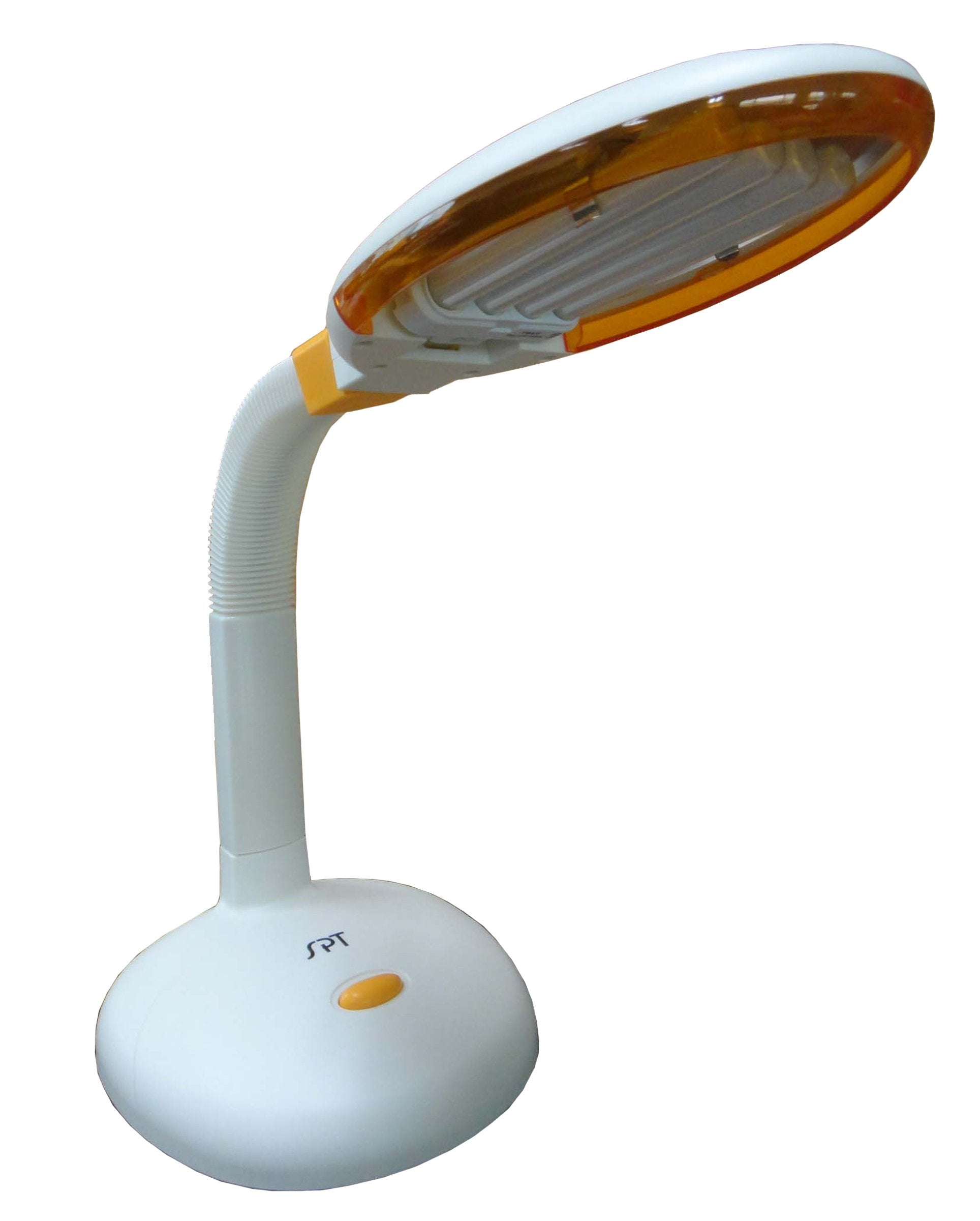 SPT Desk Lamp SL-827N, 27-Watt, 4-Tube, Plastic, White with Orange Trim