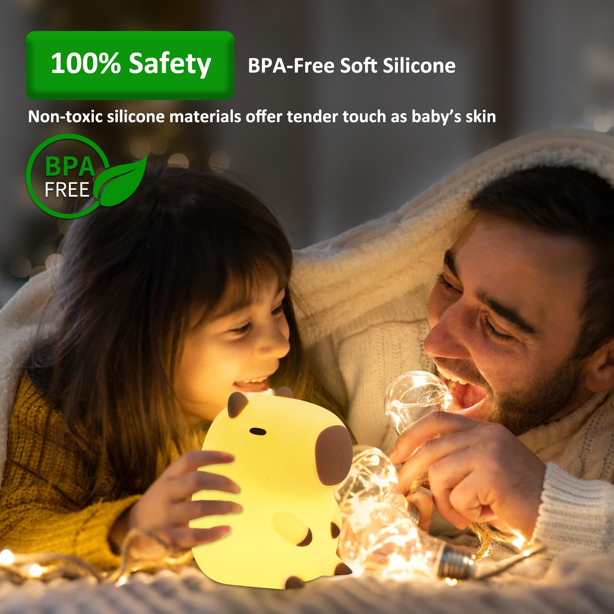 Okiyid Capybara Night Lamp, Capybara For Loved Ones And Friends, Capybara Light Gift, Abs+Sil, Touch Control, Portable Rechargeable Dimmable, Best Choice For Gift Giving (Capybara)