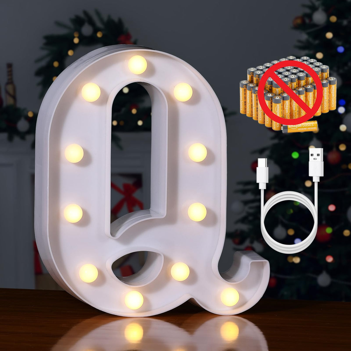 Foaky Led Gold Foaky Rechargeable LED Letter Lights Sign Marquee Night Light, Q Size ...