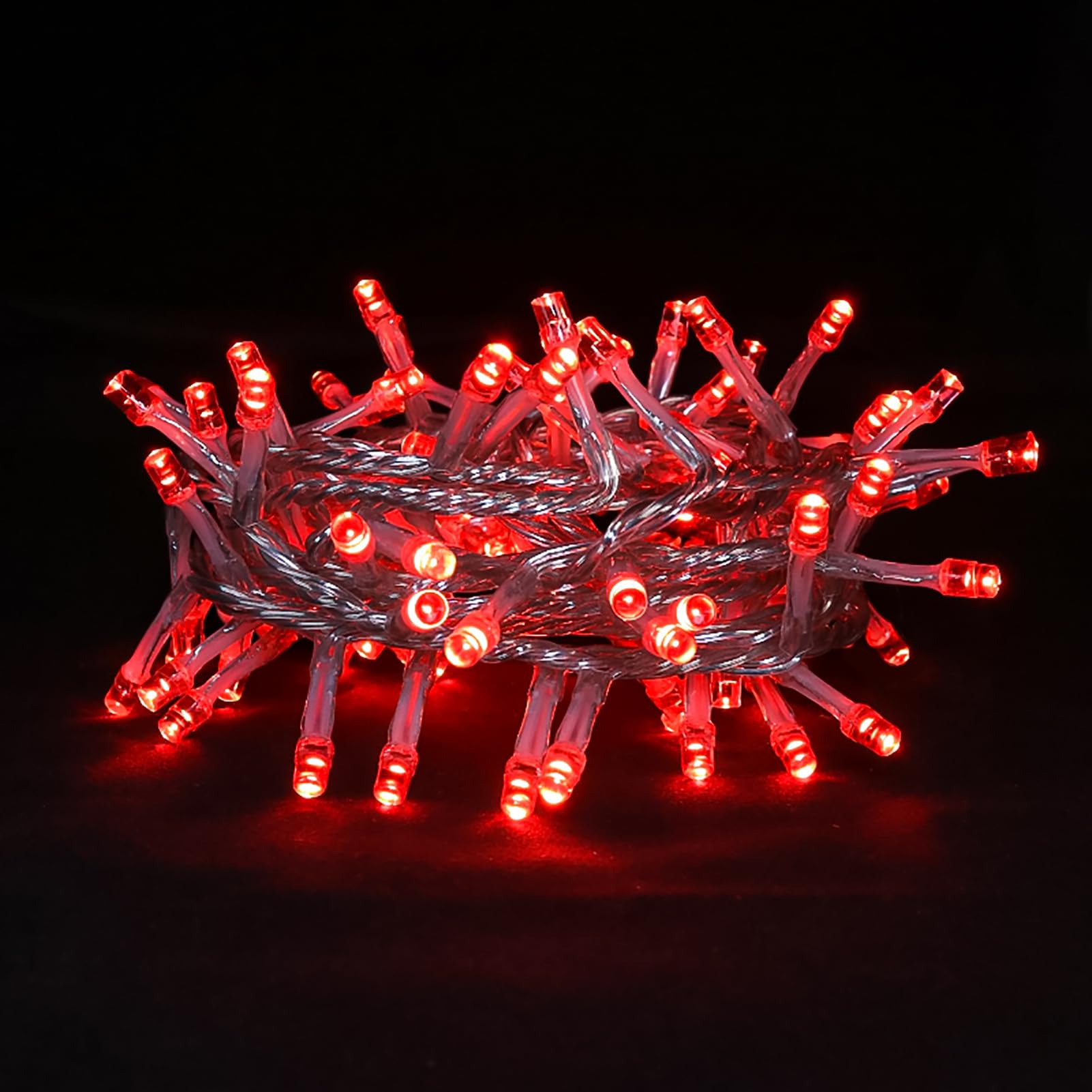 Red Christmas String Lights - 100 LED Red String Lights Plug in for Tree  Party  Wedding  Indoor/Outdoor Valentines Day Decorations  8 Feet Clear Wire  8 Modes & Memory Function  Connectable