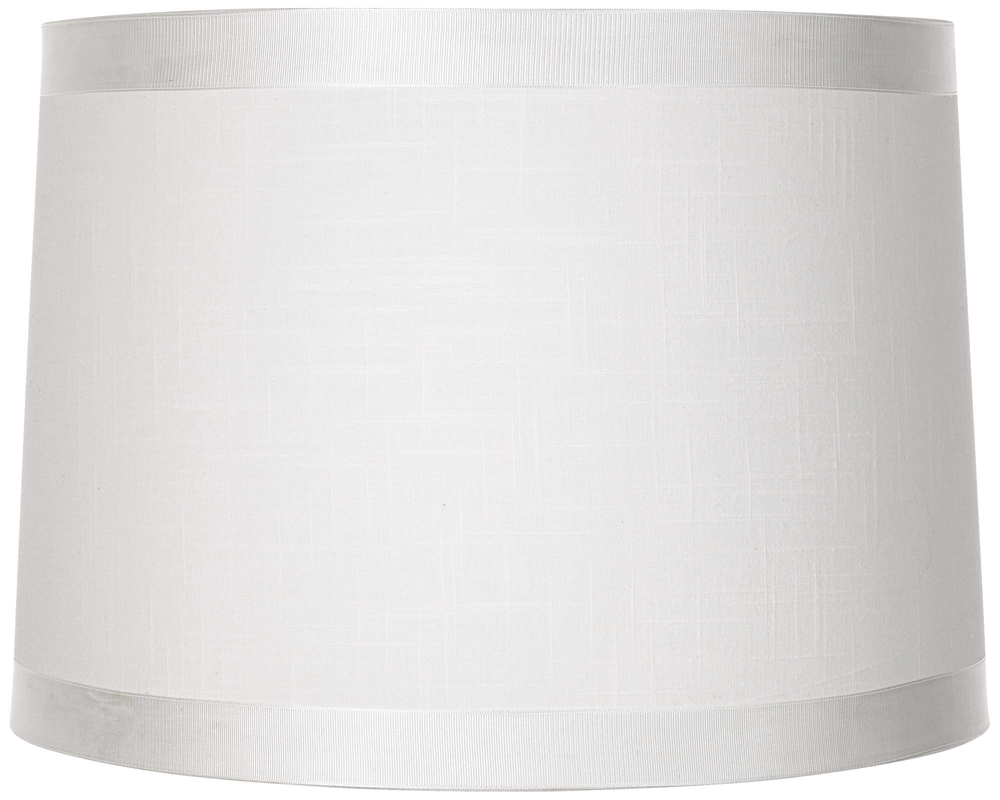 Set Of 2 White Fabric Medium Drum Lamp Shades 13&quot; Top X 14&quot; Bottom X 10&quot; High (Spider) Replacement With Harp And Finial - Springcrest