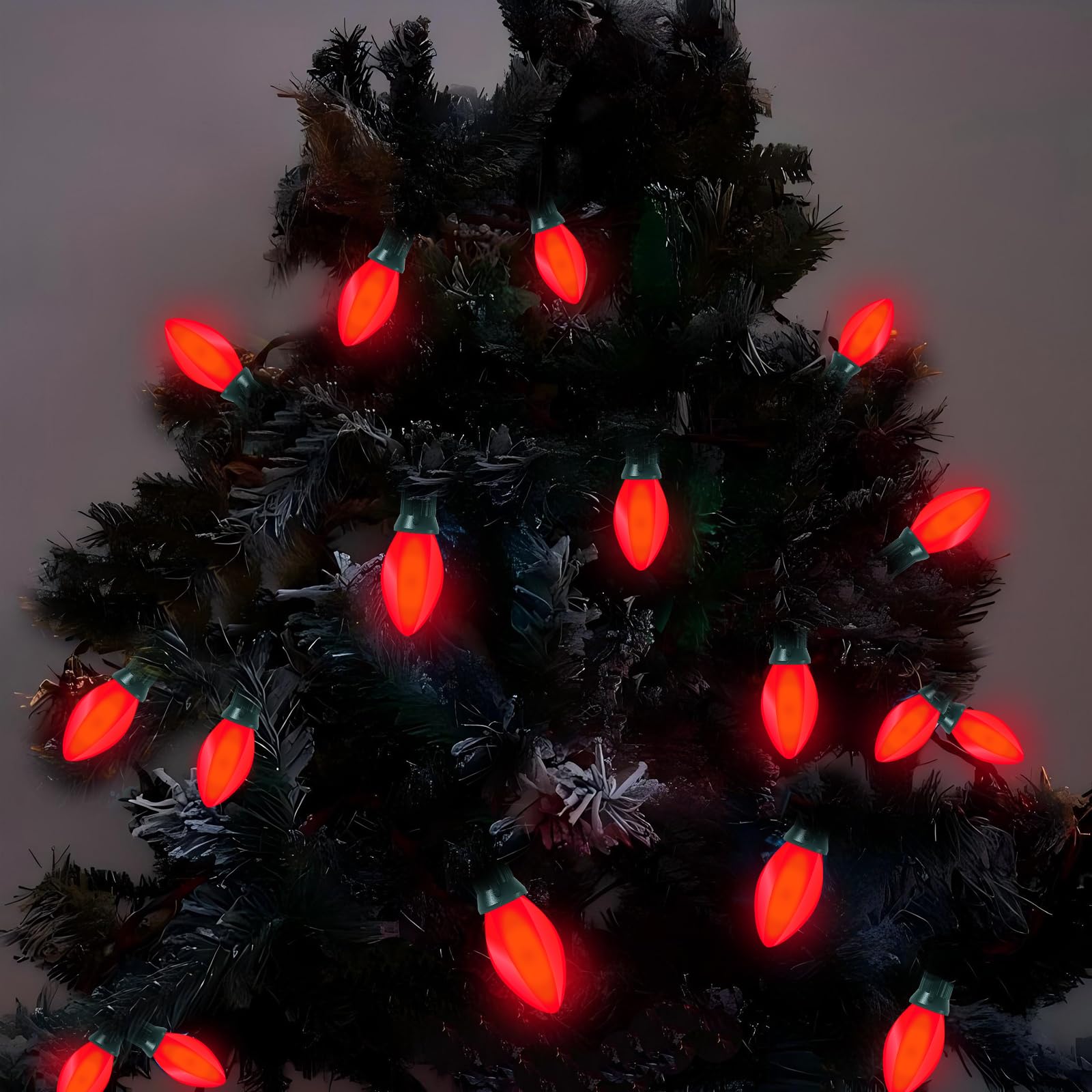 25 Pack C7 Led Red Light Bulbs, 0.6W Led Replacement Bulbs For Outdoor Christmas String Lights, C7/E12 Candelabra Base Candles B
