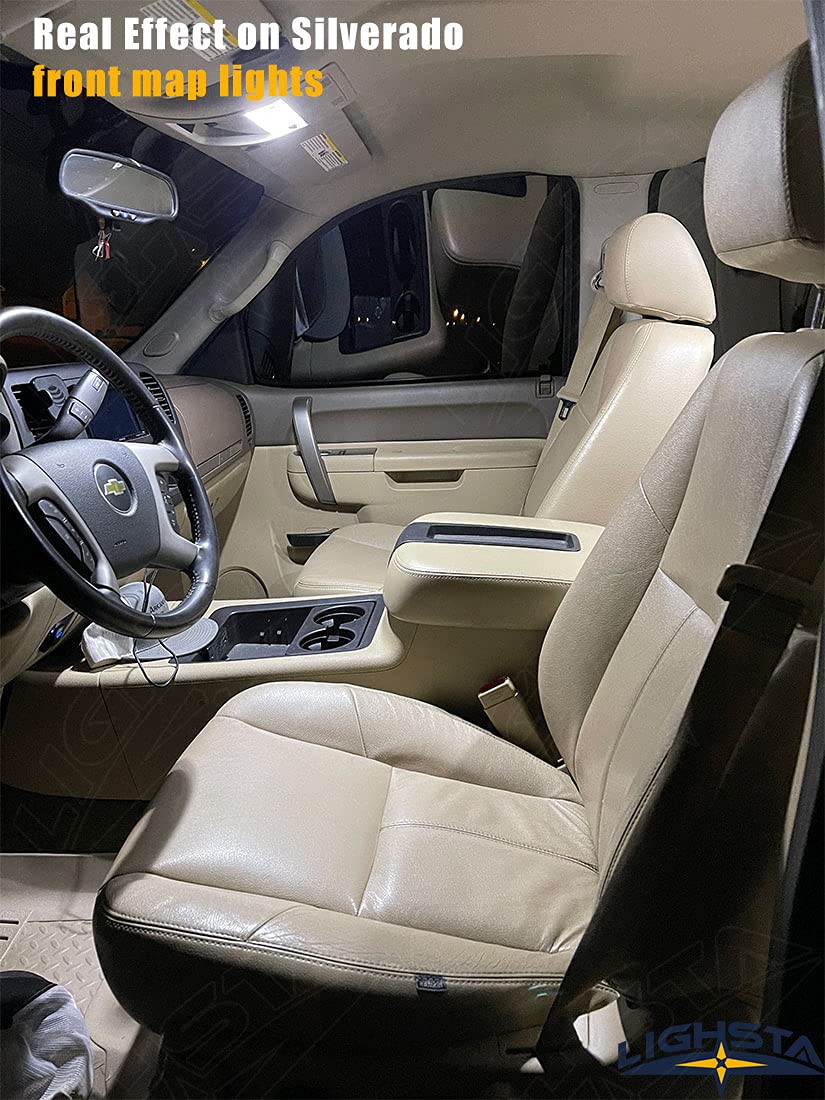 Lighsta 12Pcs Super Bright White Led Interior Light Kit Package For Chevrolet Silverado/Gmc Sierra 2007 2008 2009 2010 2011 2012 2013 + Cargo Lights + License Plate Lights And Install Tool