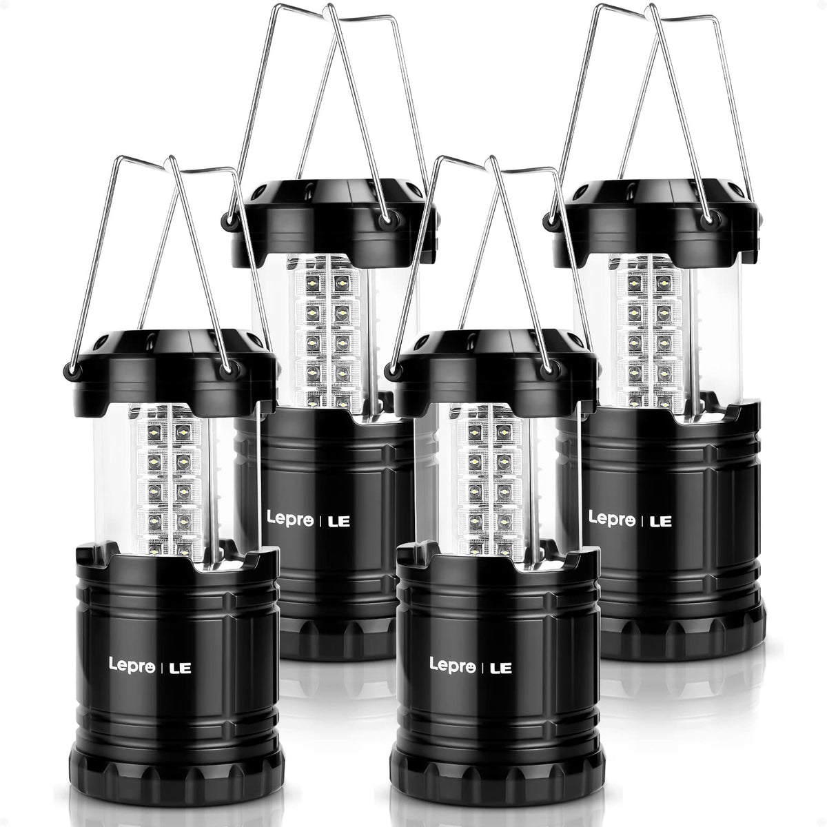 Lepro Led Camping Lanterns Battery Powered, Collapsible, Ipx4 Water Resistant, Outdoor Portable Lights For Emergency, Hurricane,