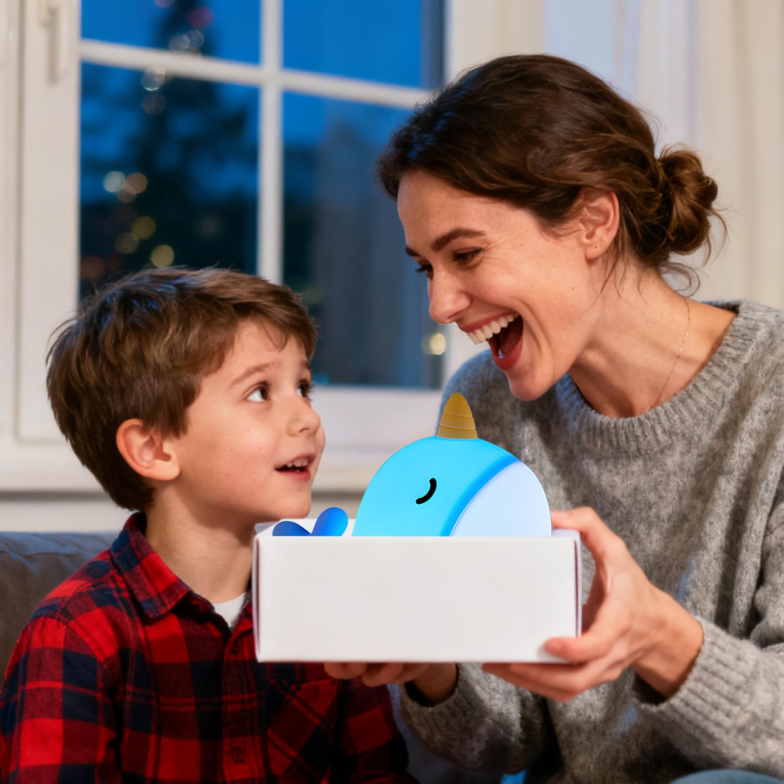 Hpydiy Cute Narwhal Night Light  Tap Control & Color Changing  Usb Kids Bed Lamp With Timer  Soft Silicore Glow For Nursery  Birthday Gift (Blue Narwhal 7-Color)