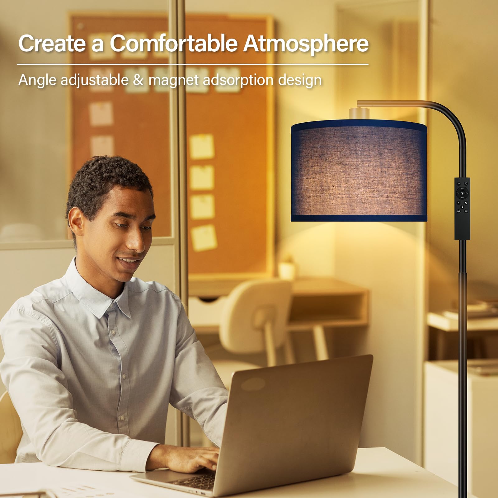 Dimmable Floor Lamp For Living Room,Arc Sofa Lamps With Remote,Stepless Dimmable & Colors Temperature,2700K-6500K,67 In,Flexible