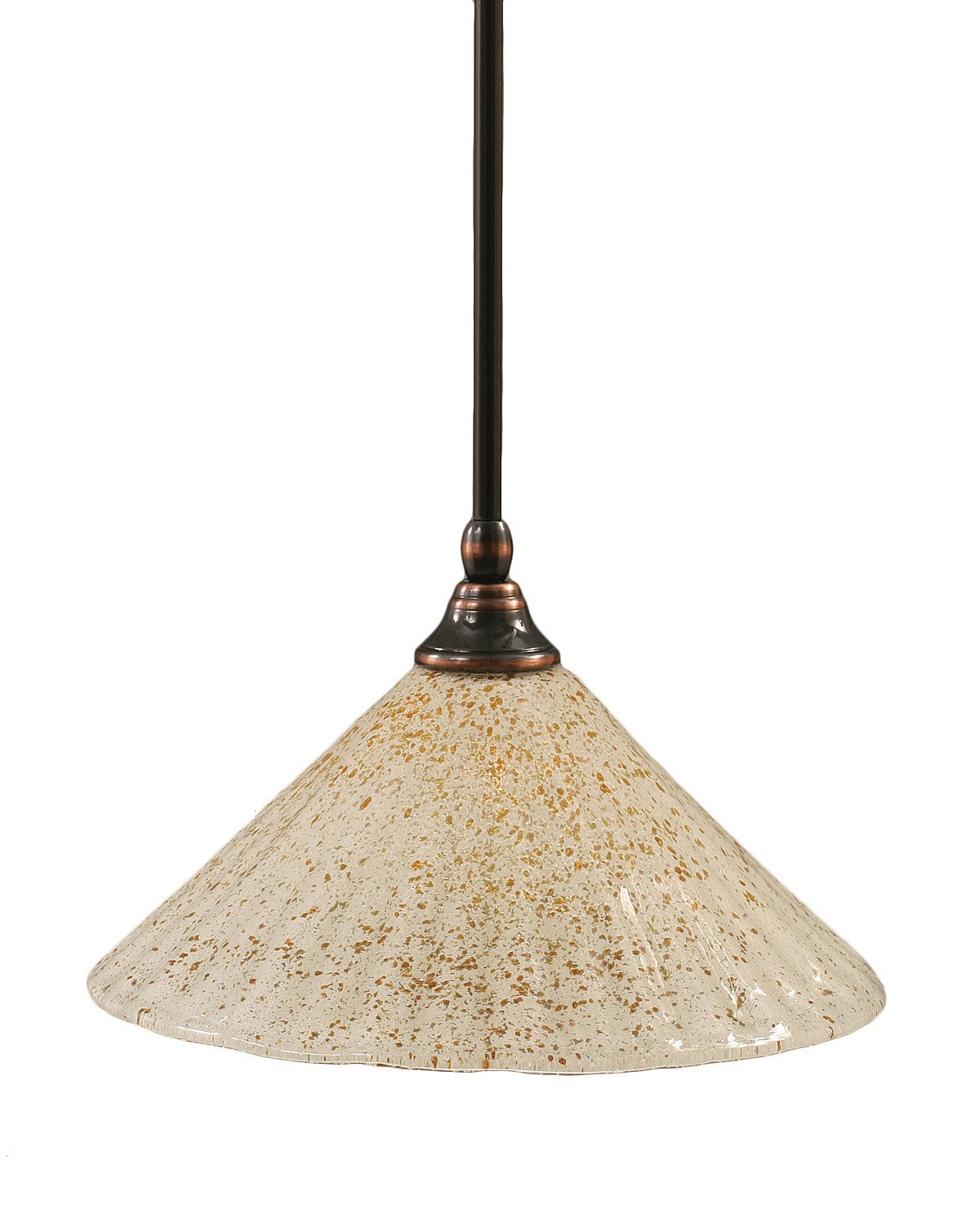 Toltec Lighting 23-Bc-702 Stem Mini-Pendant Light Black Copper Finish With Gold Ice Glass, 12-Inch