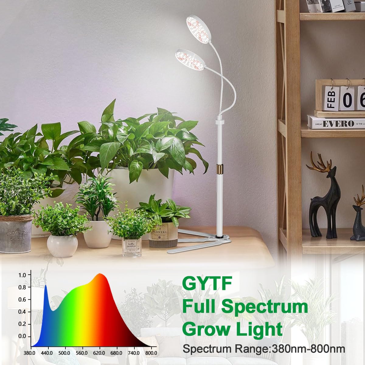 Grow Light Dual Ring 3.5&quot; With Base, 122 Leds 6000K White Full Spectrum Gooseneck Plant Lamp For Indoor Desk Plants, Dimmable & Height Adjustable 9-16&quot;, Timer 4/8/12/18Hrs