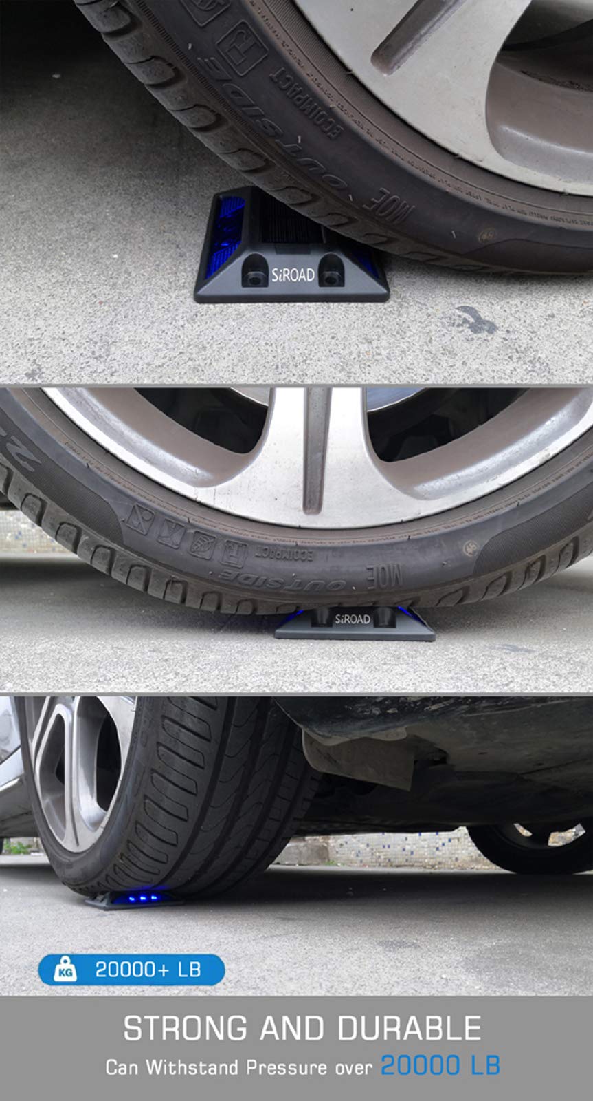 Siroad Solar Driveway Deck Light, Ip68 Waterproof Driveway Reflector Outdoor Blue Led Light For Dock Walkway Lane Porch Patio Pa