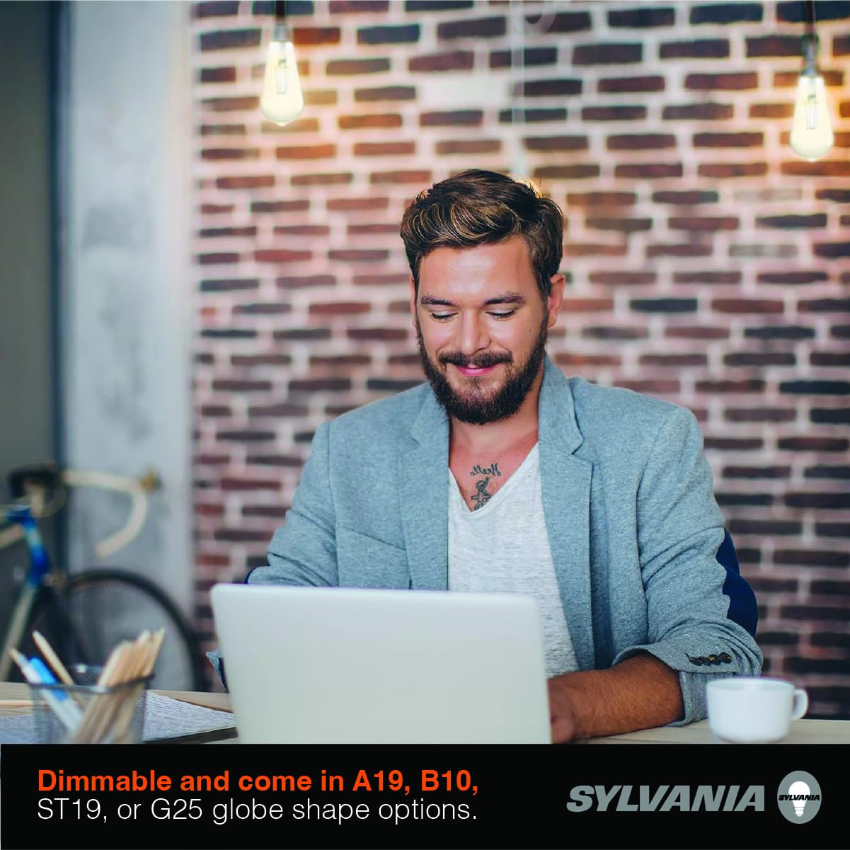 LEDVANCE Sylvania ST19 Clear LED Bulb, 13W, Dimmable, 1500 Lumens, 5000K Daylight, 2 Pack, Glass