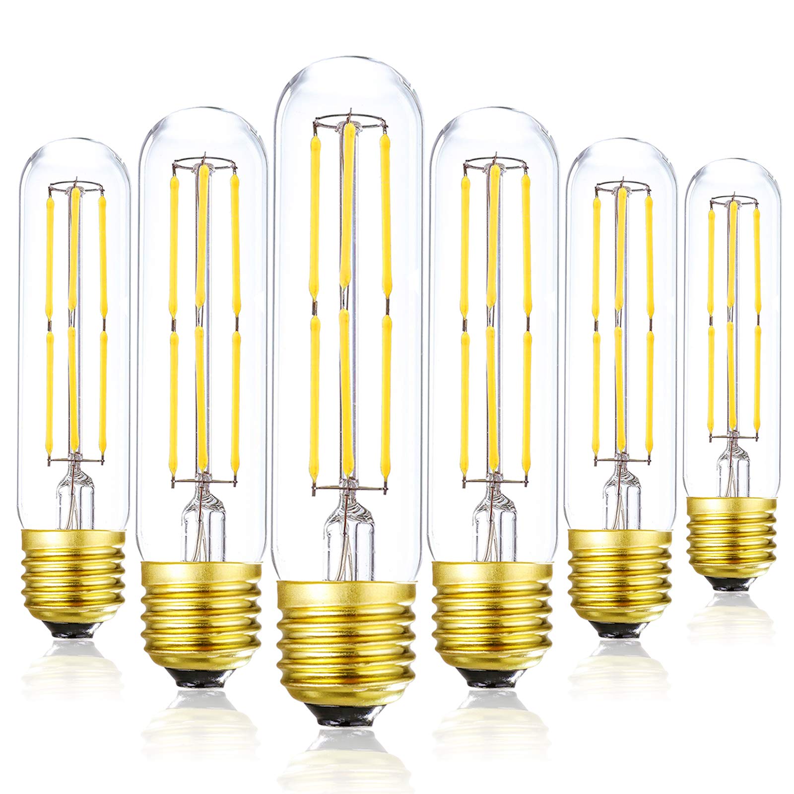 E26 Tubular Led Bulb 6W,Dimmable T10 Edison Led Tube Bulbs 5000K Cool White,60 Watt Incandescent Light Bulb Equivalent,Clear Gla