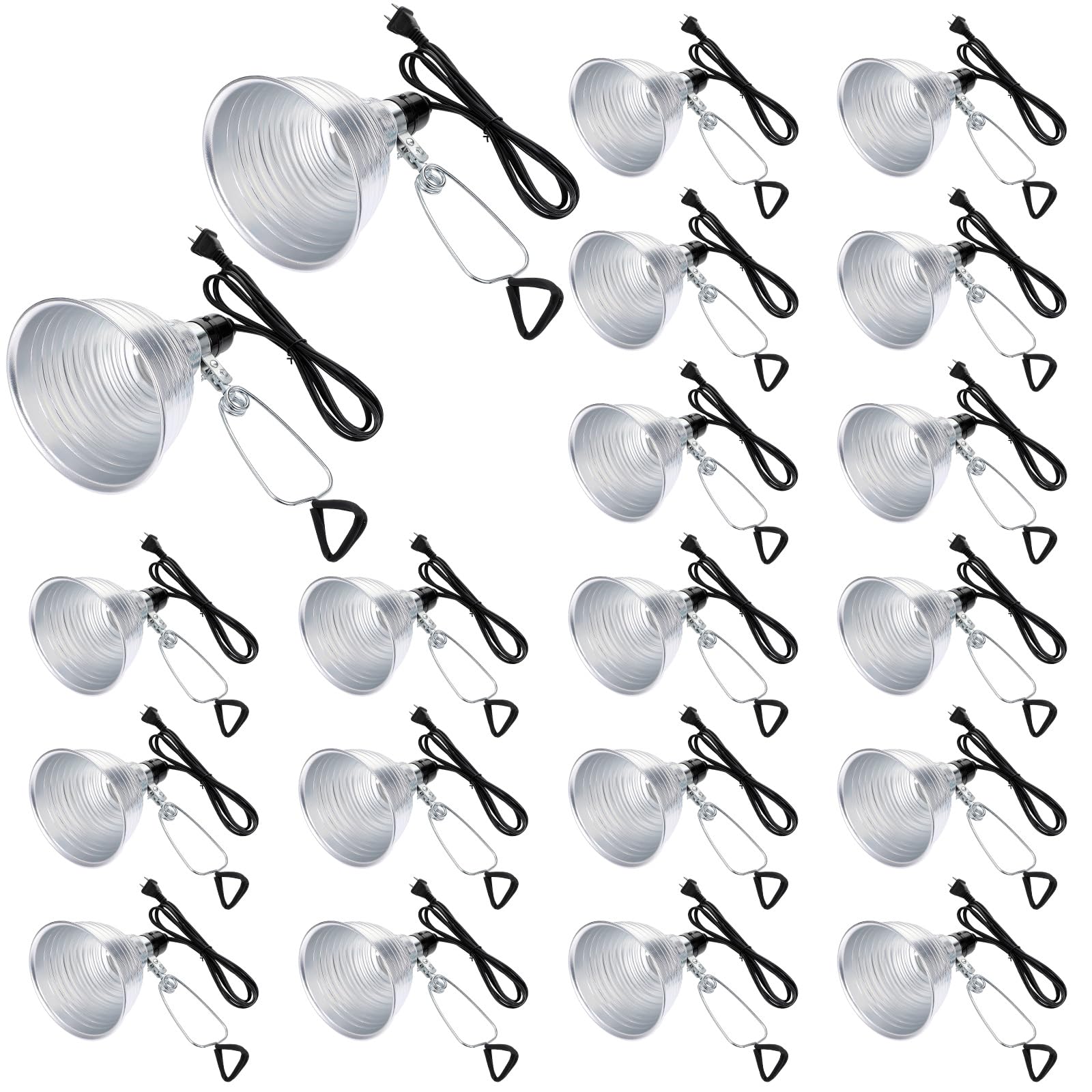 Macarrie 20 Pcs Adjustable Clamp Lamp Light with Aluminum Reflector Up to 150 Watt (No Bulb Included) E26 Socket SPT-2 18awg 6FT