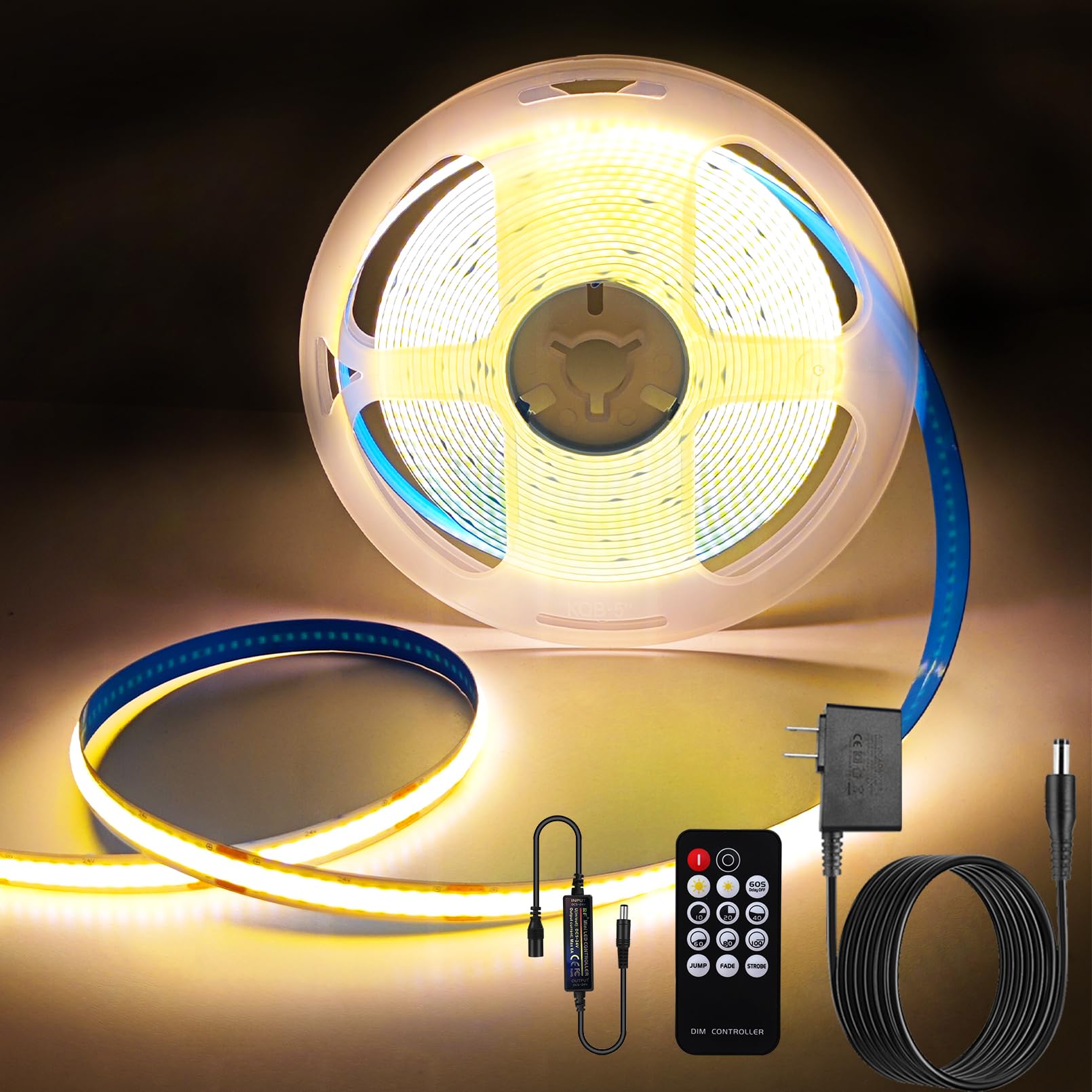 ZSLAIFU 24V COB LED Band  LED Band for Bedroom  16.4FT Remote Control LED Bands  Warm LED Light Band  COB Flexible Light for Bedroom Cabinet Vanity Mirror DIY Lighting