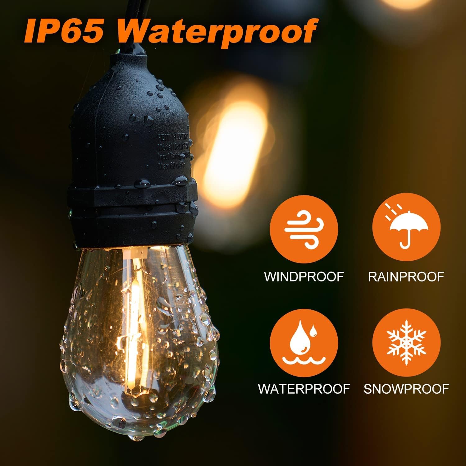 48 Pack S14 Led Bulbs For Outdoor String Lights, Replacement Waterproof Edison Bulb, 1W String Light Bulbs For Patio Backyard, S