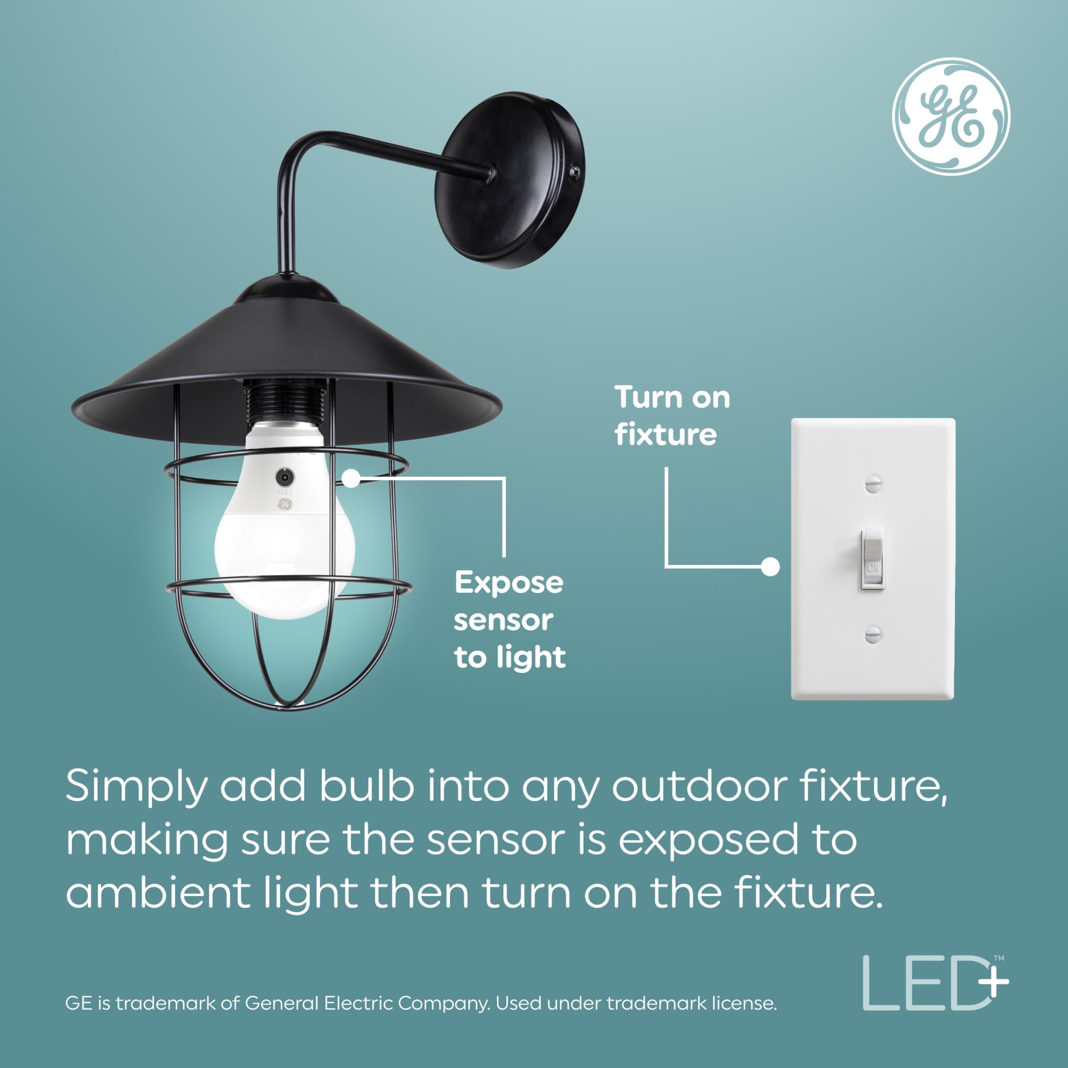 GE LED+ Dusk to Dawn PAR38 Outdoor Floodlight Bulbs, 15W, Daylight, 3 Pack, Plastic