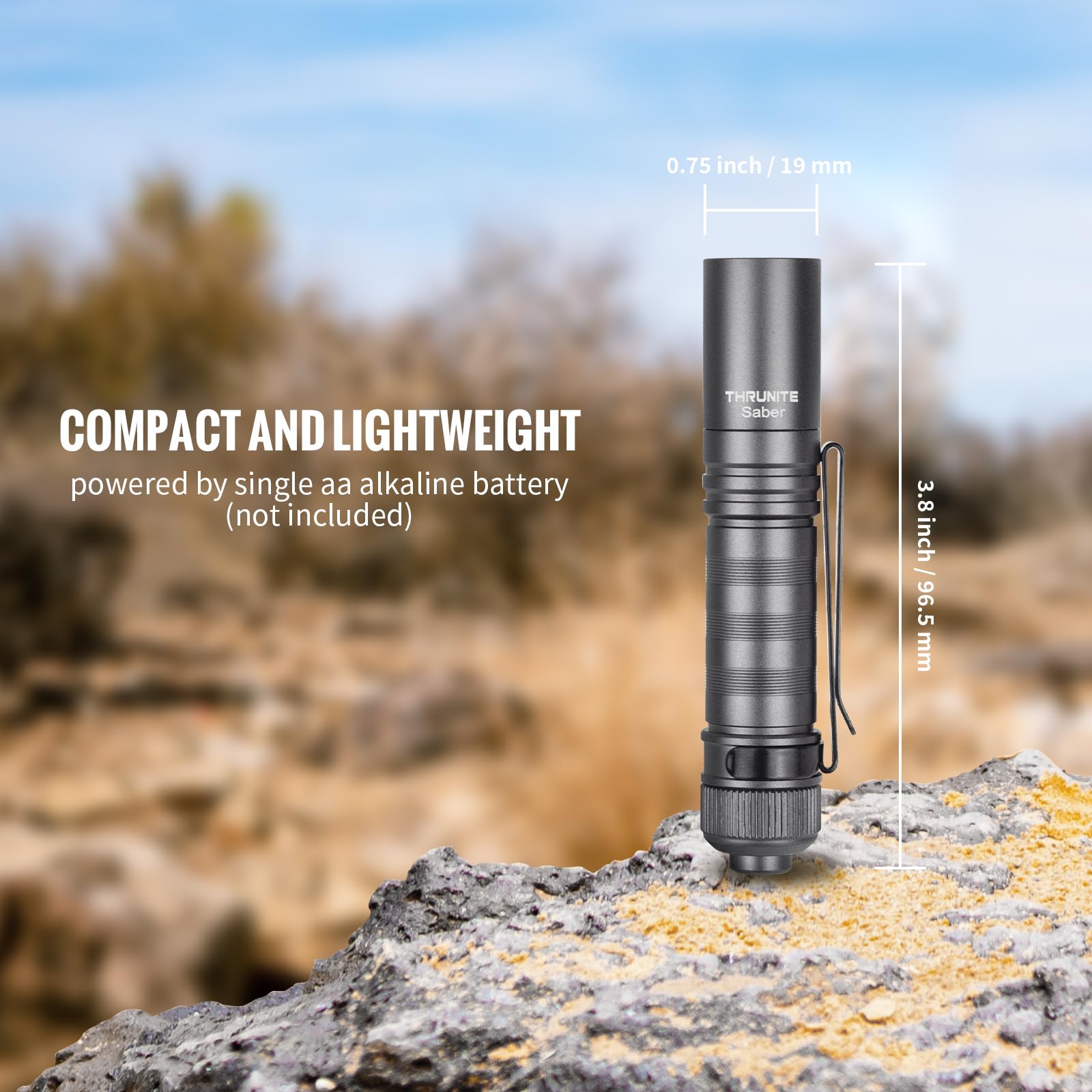 ThruNite Saber 659 Lumens Rechargeable Flashlight - High Performance SST20 LED - Army Grey