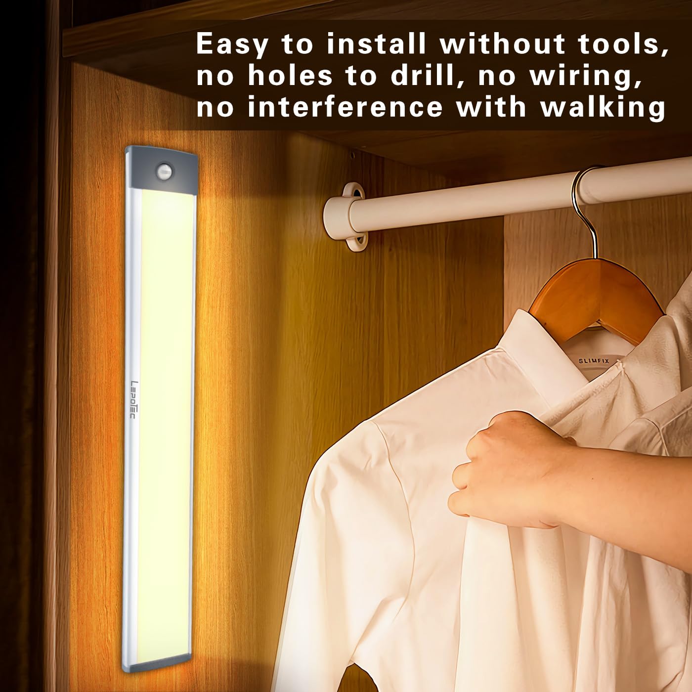 Lepotec 54 Led Under Counter Lighting, Motion Kitchen Cabinet Light, Battery Operated Closet Lights, Rechargeable Wireless Campe