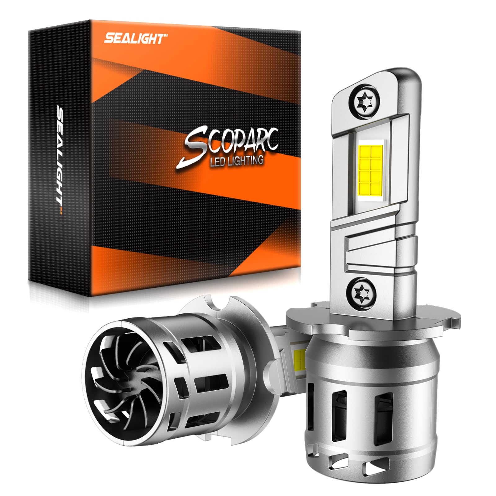SEALIGHT H3 Fog Light Bulbs, 12000LM Brightness, 6500K Color Temperature, Mini Size, 2 Pack