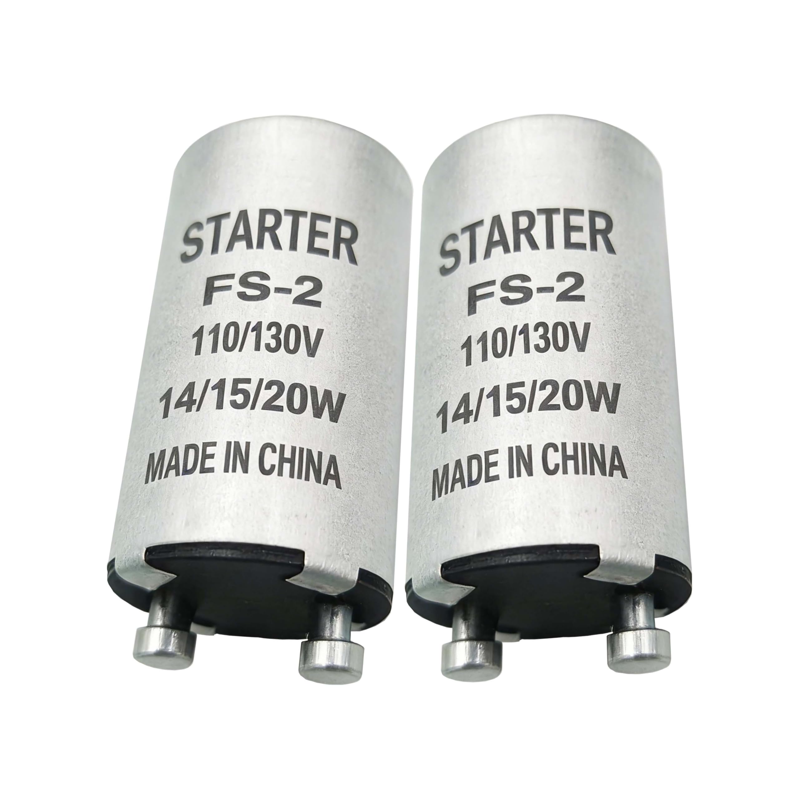 OSENCLO 2Pack FS-2 Fluorescent Starter for 14W  15W 20W Fluorescent Lamps Aluminum Housing(Compatible 4-40W)