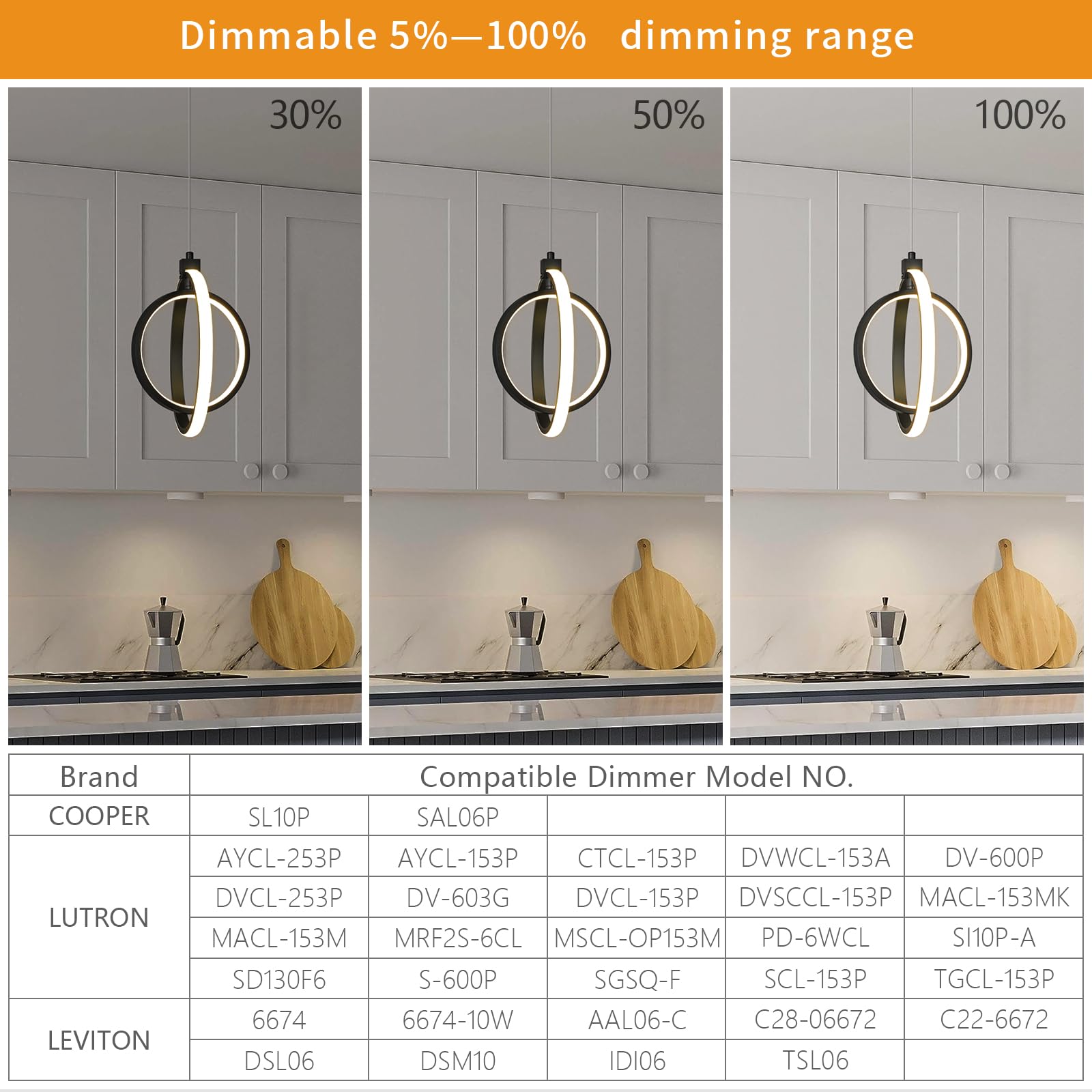 Bnhhlz Modern Led Chandelier Black Ring Pendant Light Fixtures 4000K Dimmable Height Adjustable Pendant Lighting For Dining Room Kitchen Island Bedroom Living Room Foyer(2-Pack)