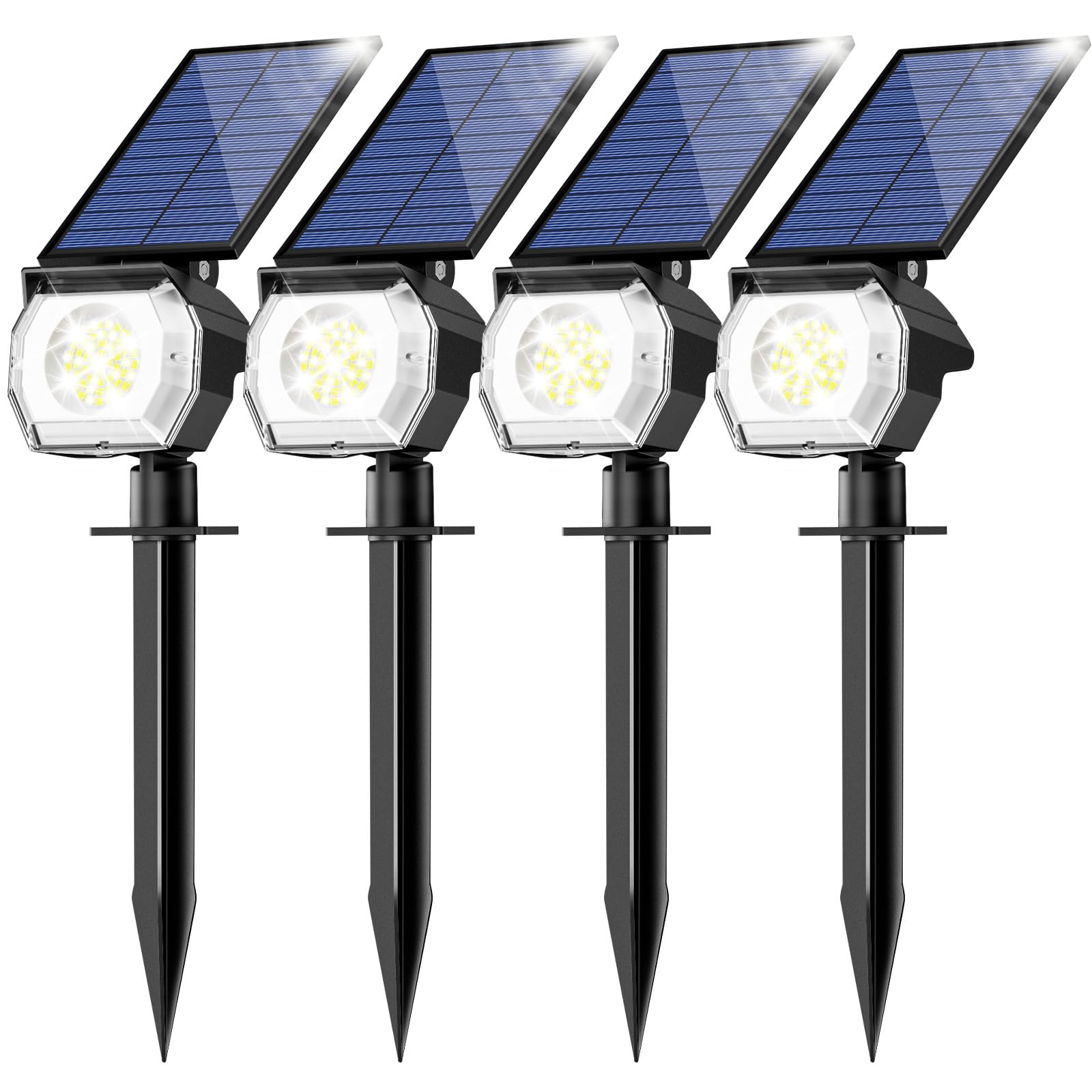 btfarm 4 Pack Solar Spot Lights Outdoor Waterproof IP65, 52 LED Landscape Light 3 Lighting Modes, Spotlights Outdoor for Outside
