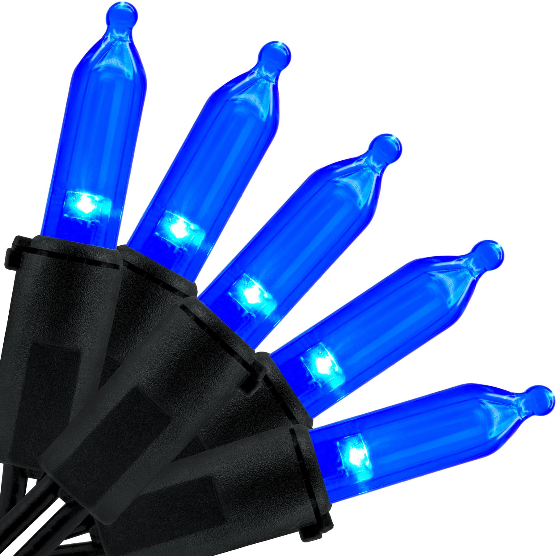 YULETIME Blue LED Christmas Lights with Black Wire  33 ft 100 Count UL Certified Commercial Grade Halloween String Light Set (Blue - Black Wire)