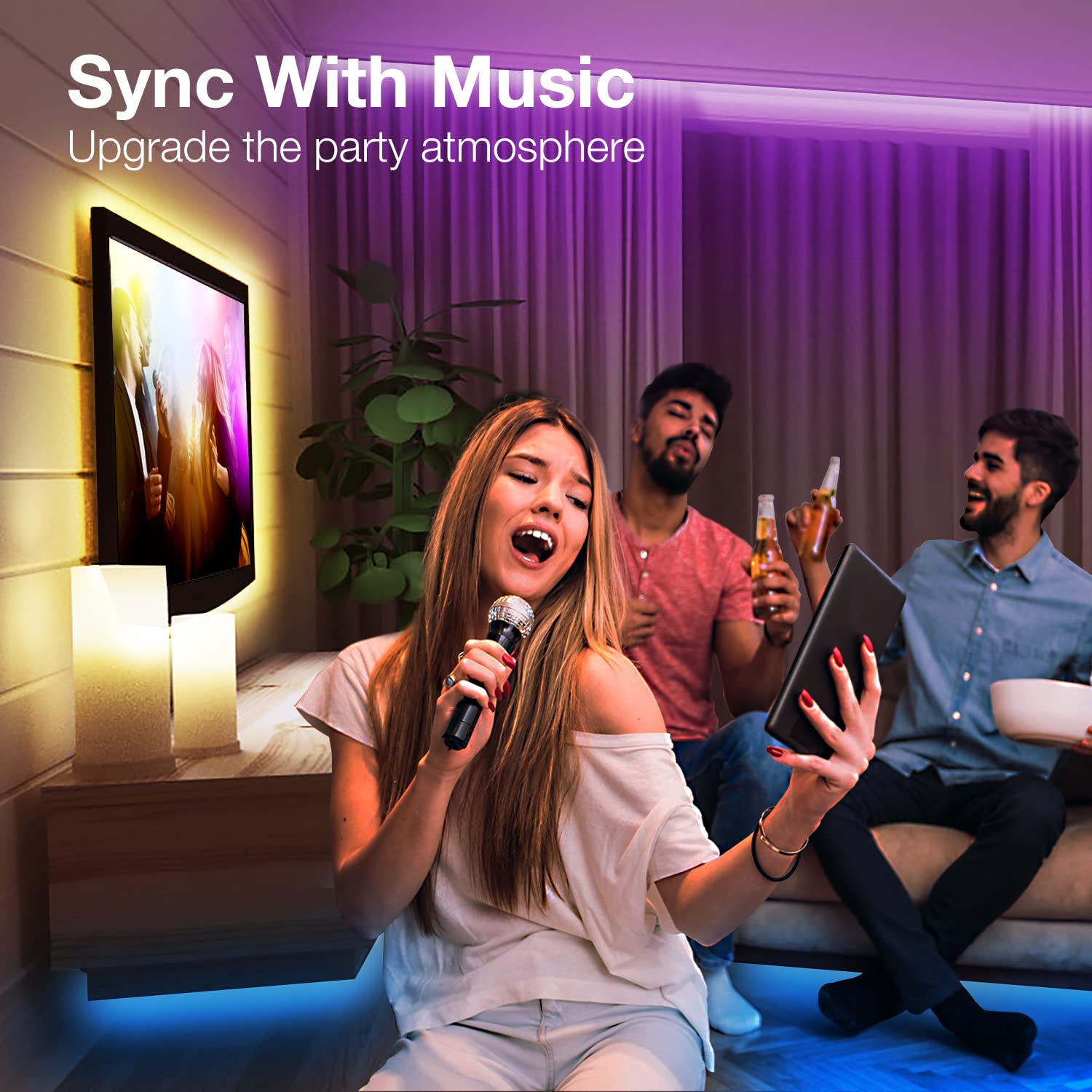 Daybetter Led Strip Lights 400Ft, Rgb Smart Lights With App Control, Multicolor, Music Sync - Perfect For Home Decor, Parties, Festivals
