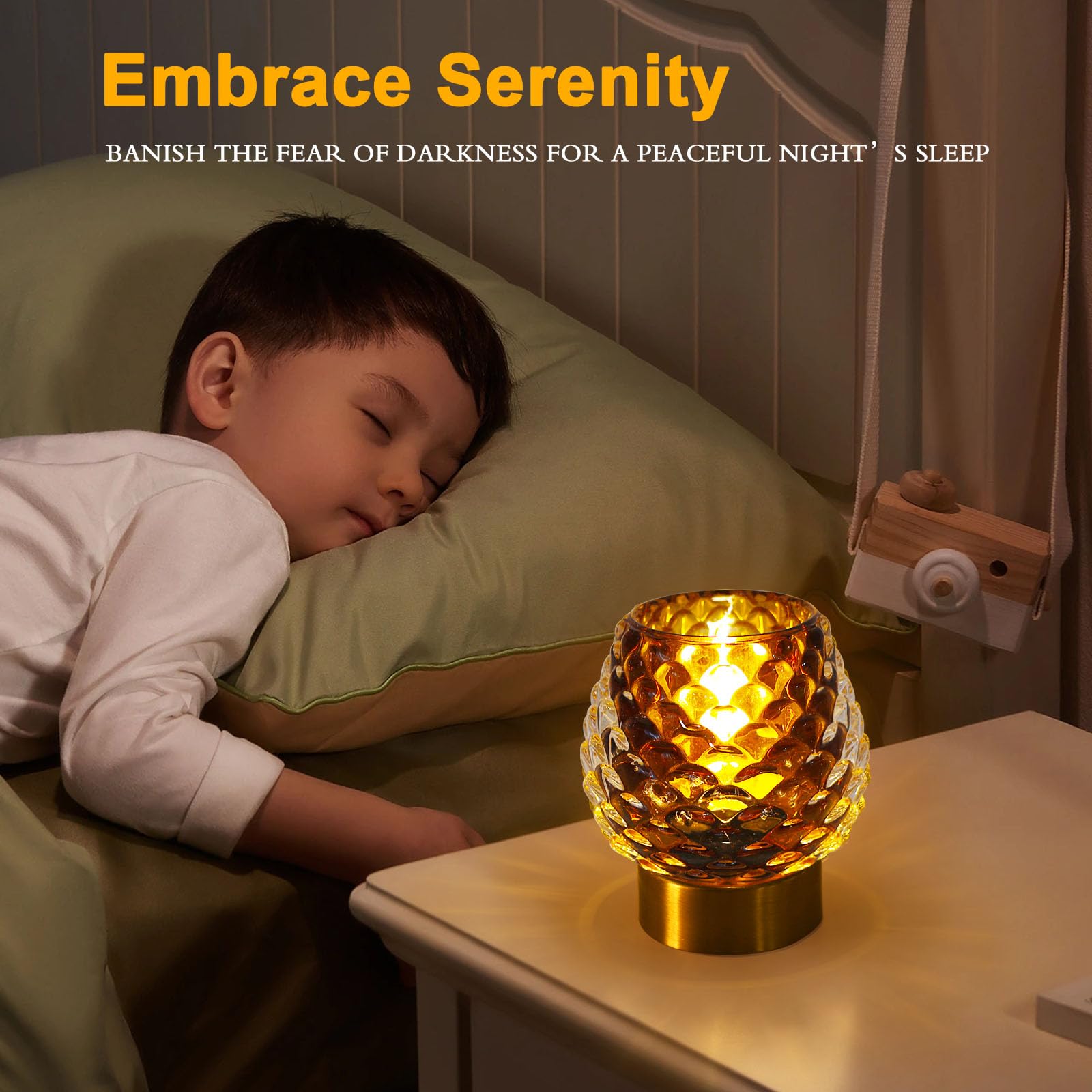 MiuBrty Portable LED Table Lamp with Auto-Off Timer - Battery Operated, Cordless & Pinecone Modeling Design - Ambient Night Ligh
