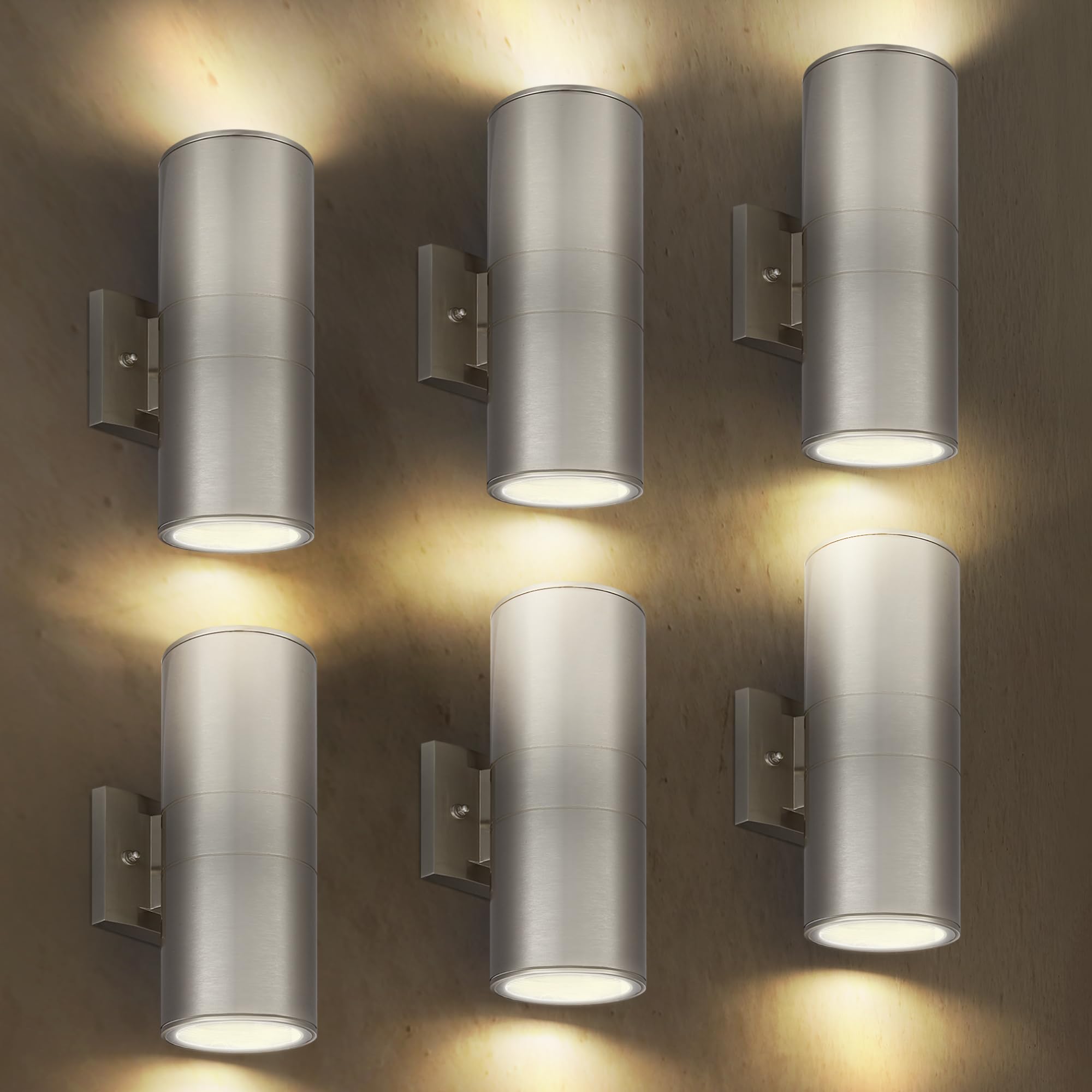 ASD 2 Light Exterior Lighting Fixtures - 120W E26 Cylinder Up and Down Modern Steel Outdoor Wall Light, LED CFL Incandescent Bul