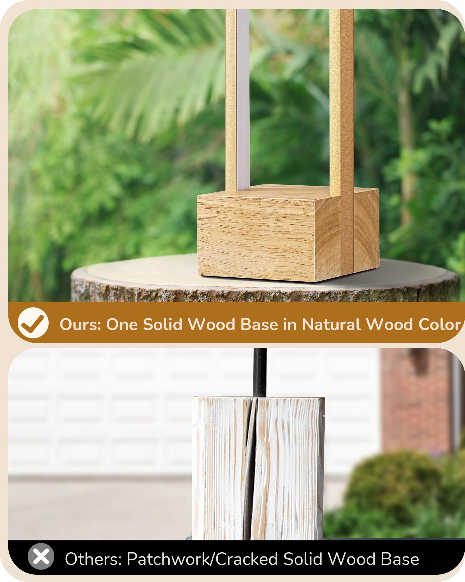 EDISHINE LED Table Lamp, Wooden Bedside Lamp with 3 Color Temperatures, Dimmable Square Nightstand Lamp for Bedroom Living Room,