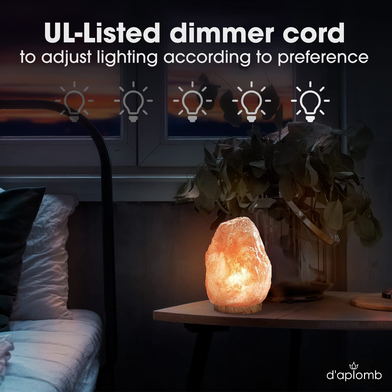 D'Aplomb Himalayan Salt Lamp - 100% Natural, Large Hand-Carved Crystal, Dimmer Cord, 12 Lbs