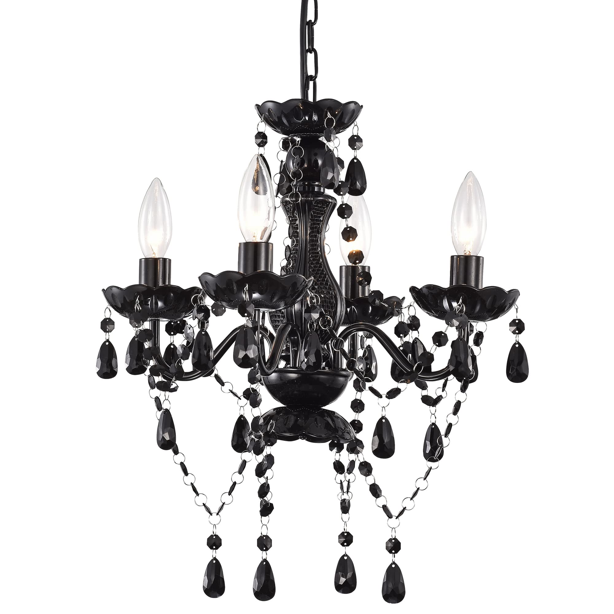 Lalula Black Mini Crystal Chandelier 4-Light Modern Pendant Light Fixture