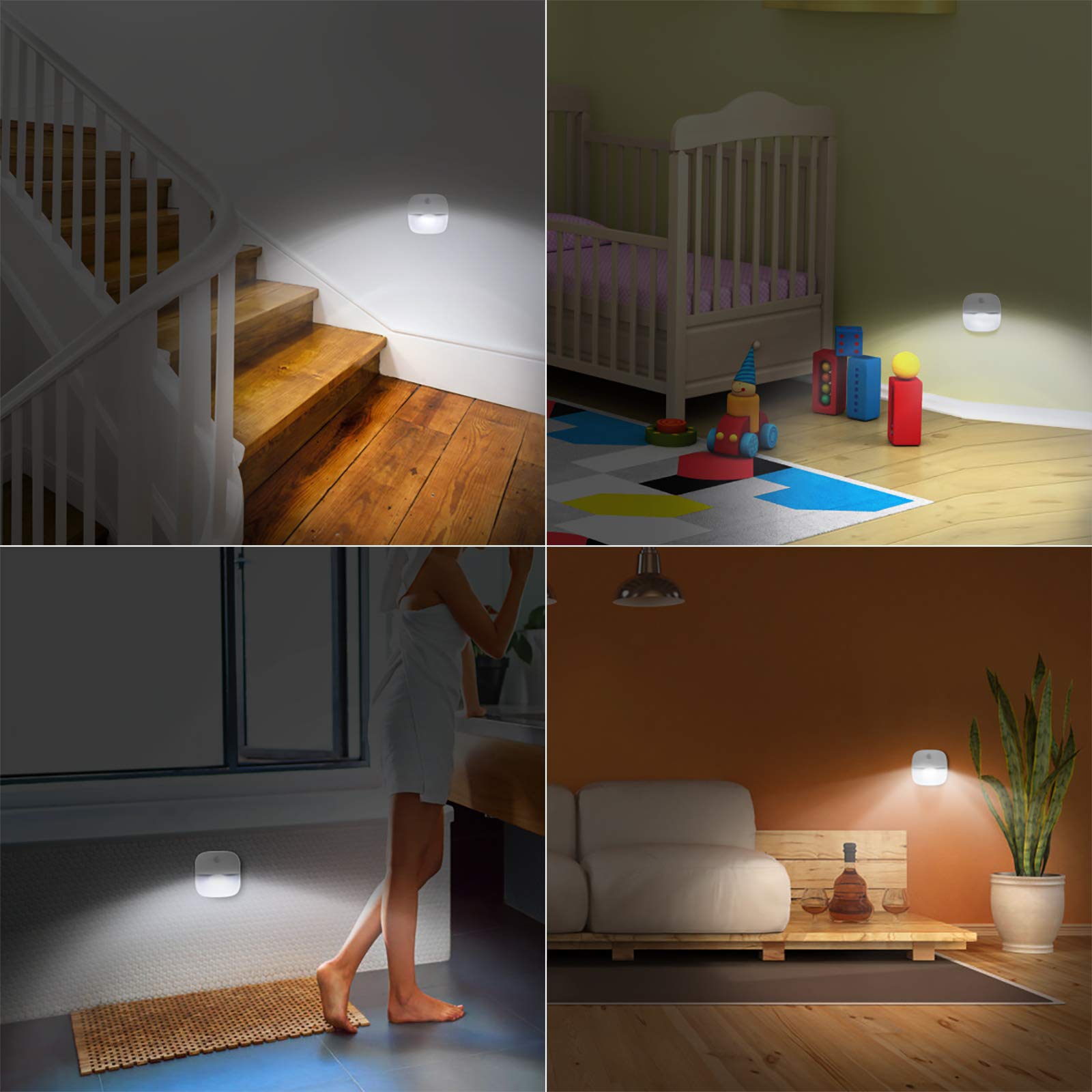 Amir Upgraded Motion Sensor Light, Cordless Battery-Powered Led Night Light, Wall Light, Closet Lights, Safe Lights For Stairs,