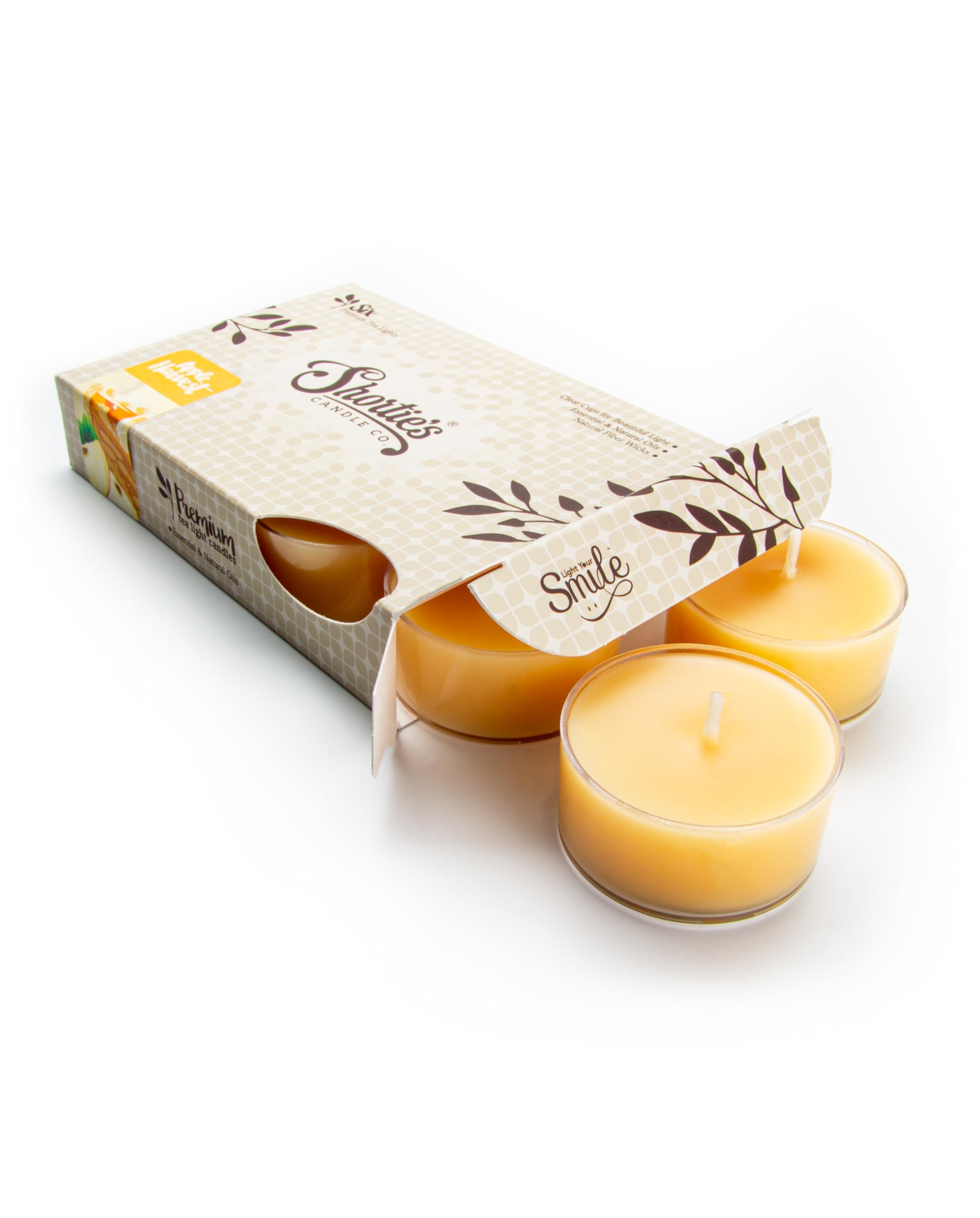 Shorties Candle Company Apple Harvest Tealight Candles - Highly Scented, 6 Beige Paraffin Wax Tea Lights