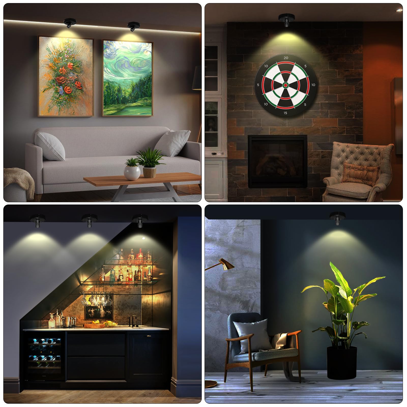 Spotlight Battery Powered, Wireless Picture Light, Accent Spot Light For Indoor Plant Tree, Display Led Puck Lights With Remote And Timer, Stick Uplighting For Photo Painting Dartboard Wall Decor Art