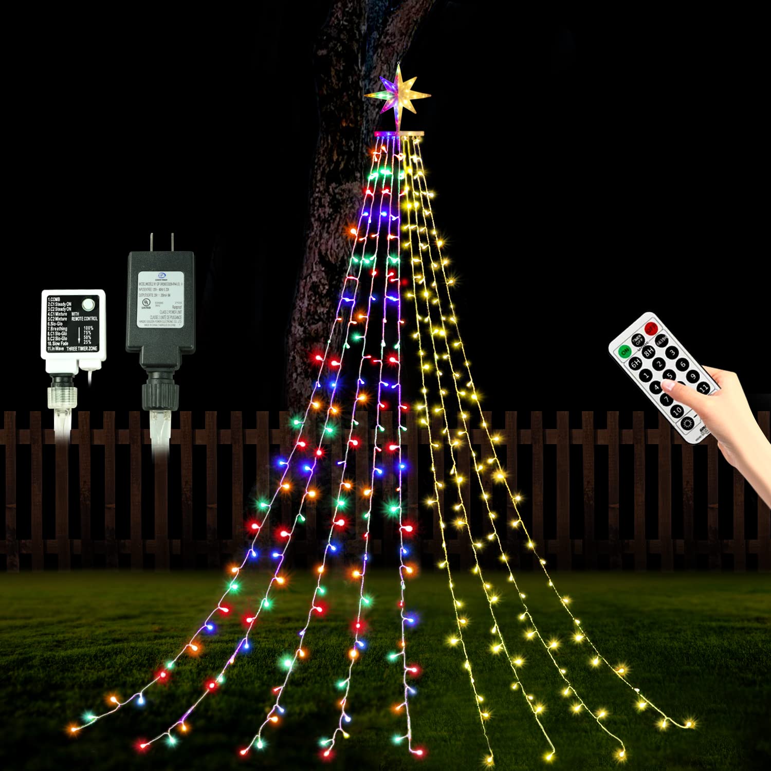 Christmas Decoration Dipper Star String Lights,320 LED Color Changing Christmas Tree Lights 8 Modes & Waterproof for Xmas Party 
