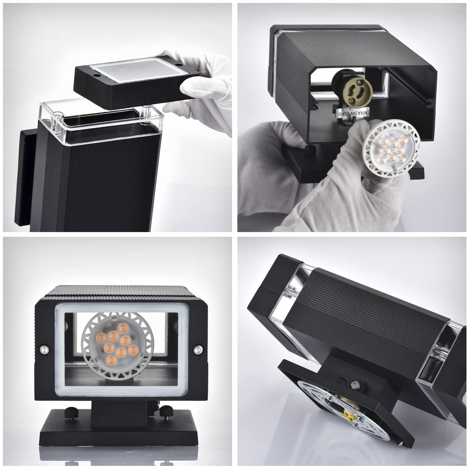 Iyogaled Up & Down Outdoor Wall Sconce Lights - Blue Dusk To Dawn, 3 Pack, Aluminum Fixtures