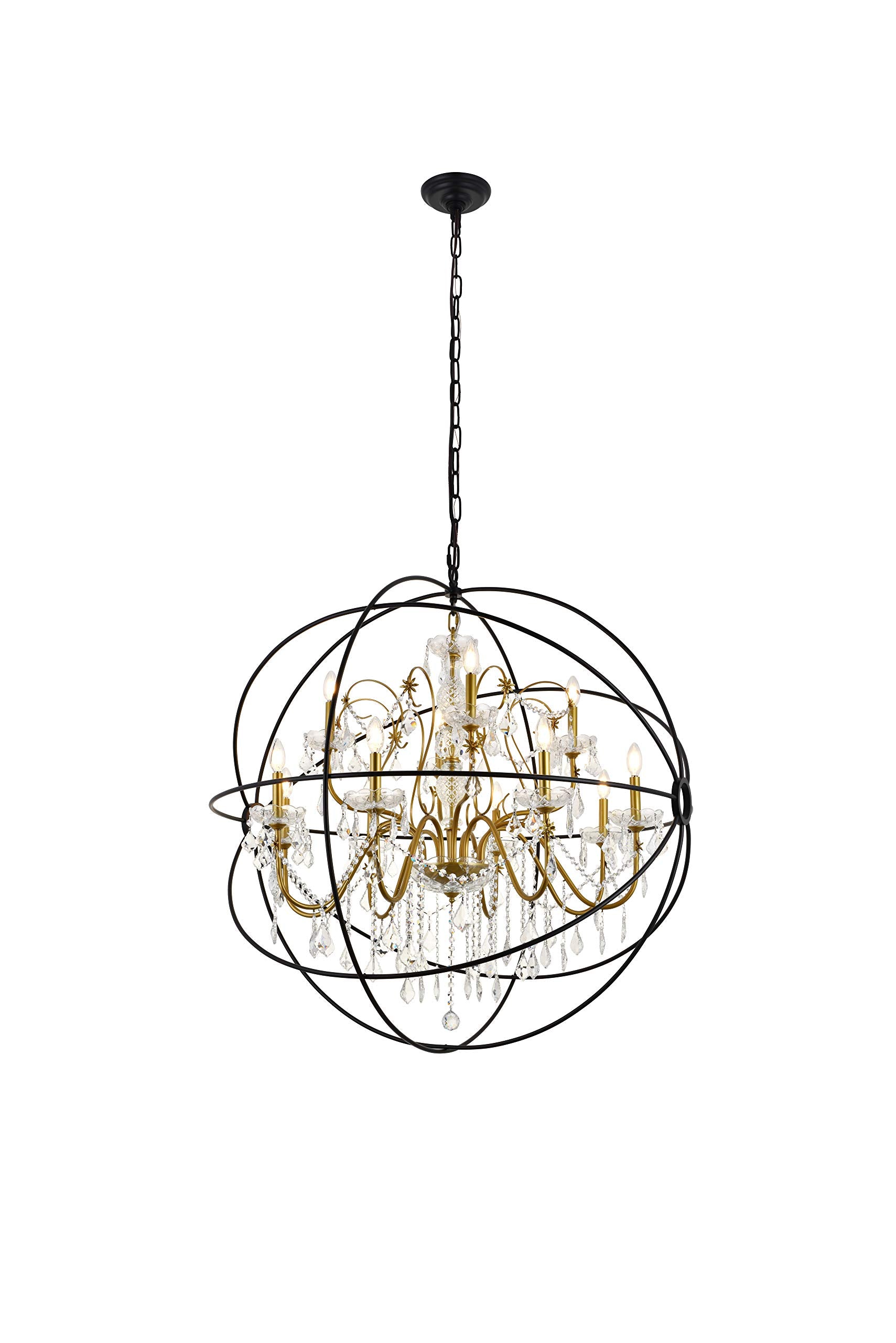 Living District Cordelia 12-Light Transitional Metal Pendant In Black And Gold