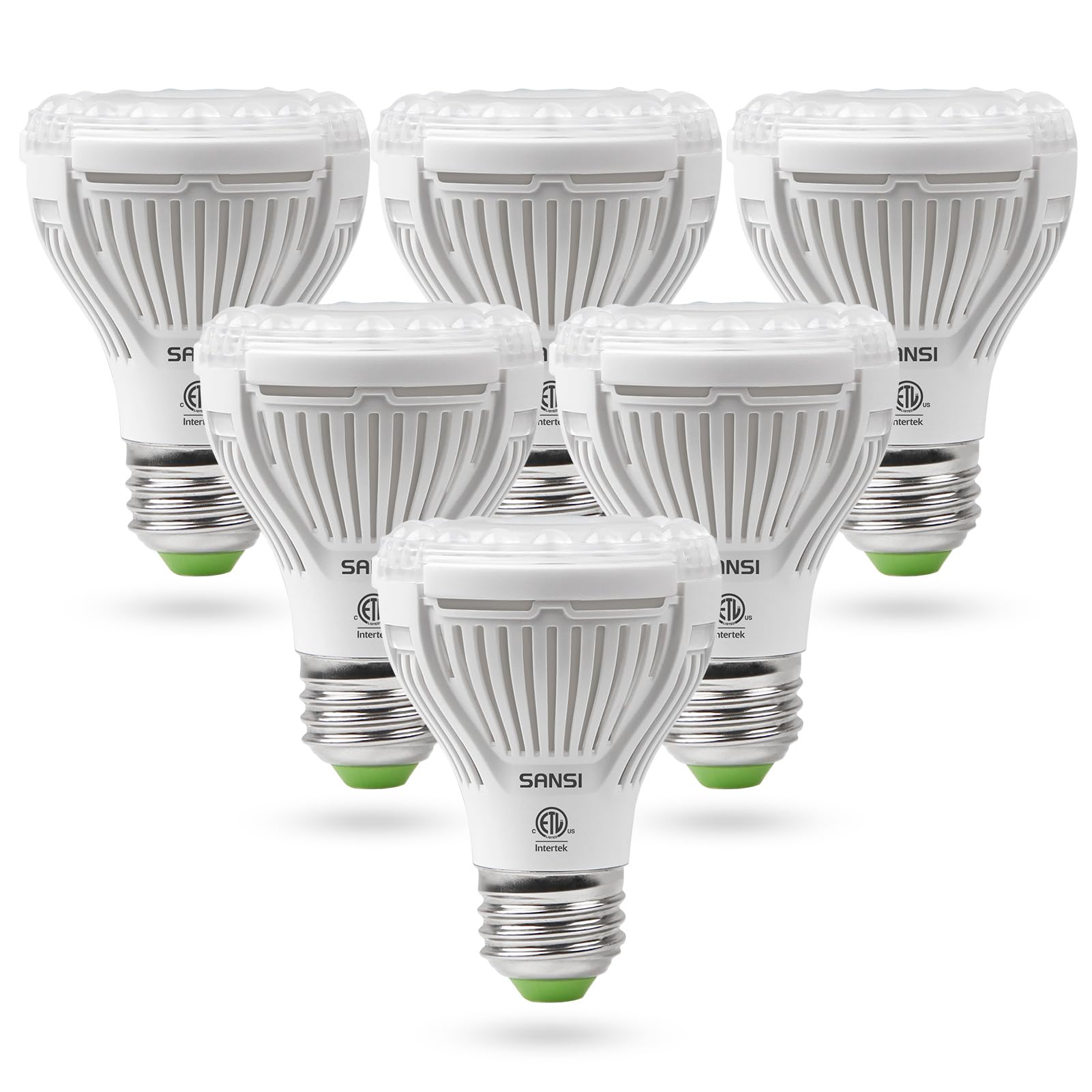 SANSI LED Grow Light Bulb, Full Spectrum 10W for Indoor Plants, E26 Base, 6-Pack, Ceramic