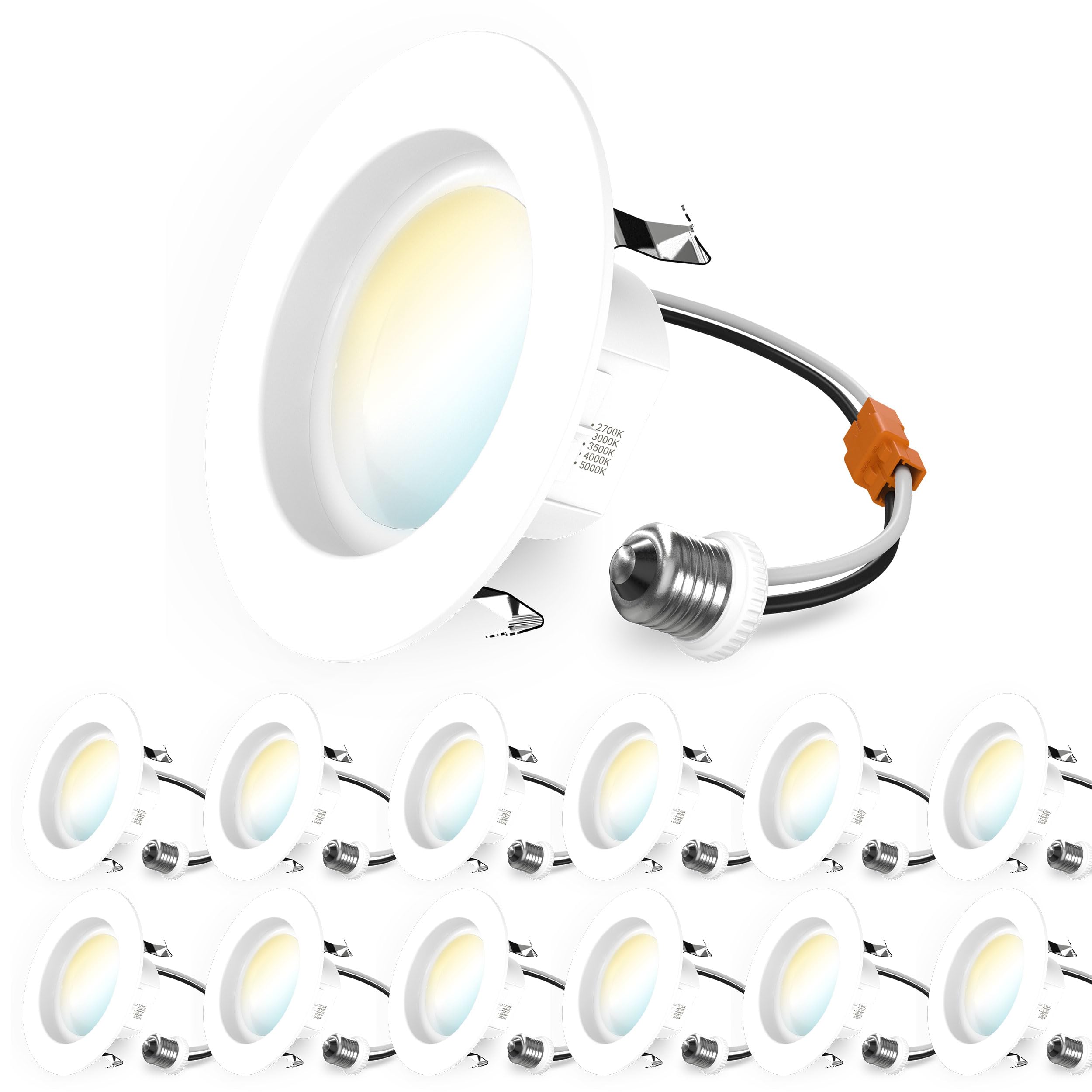 Sunco 12 Pack 4 Inch LED Recessed Lights Retrofit, Dimmable Can Lighting, 660 LM, 11W (40W Equivalent), Selectable CCT 2700K/300