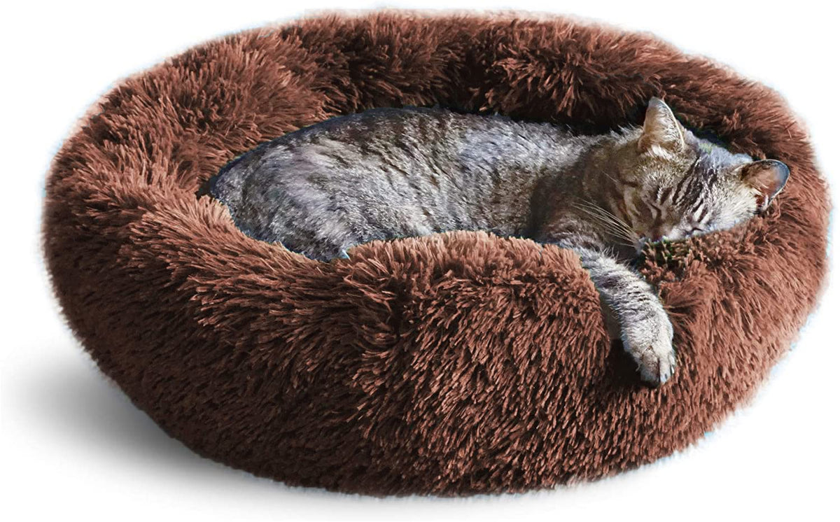 Whiskers  Friends Calming Cat Bed, Cat Beds For Indoor Cats, Small Dog Bed, Large Cat Bed, Cute Fluffy Round Donut Cat Beds  Fur