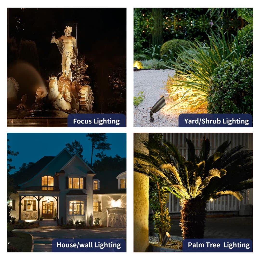 Gardenreet Solid Brass 12V Led Landscape Lighting Kit (12 Pack Spotlights) With 300W Low Voltage Transformer And Mechanical Timer And 250 Feet Wire And 50Pack Connectors For Outdoor Garden Patio