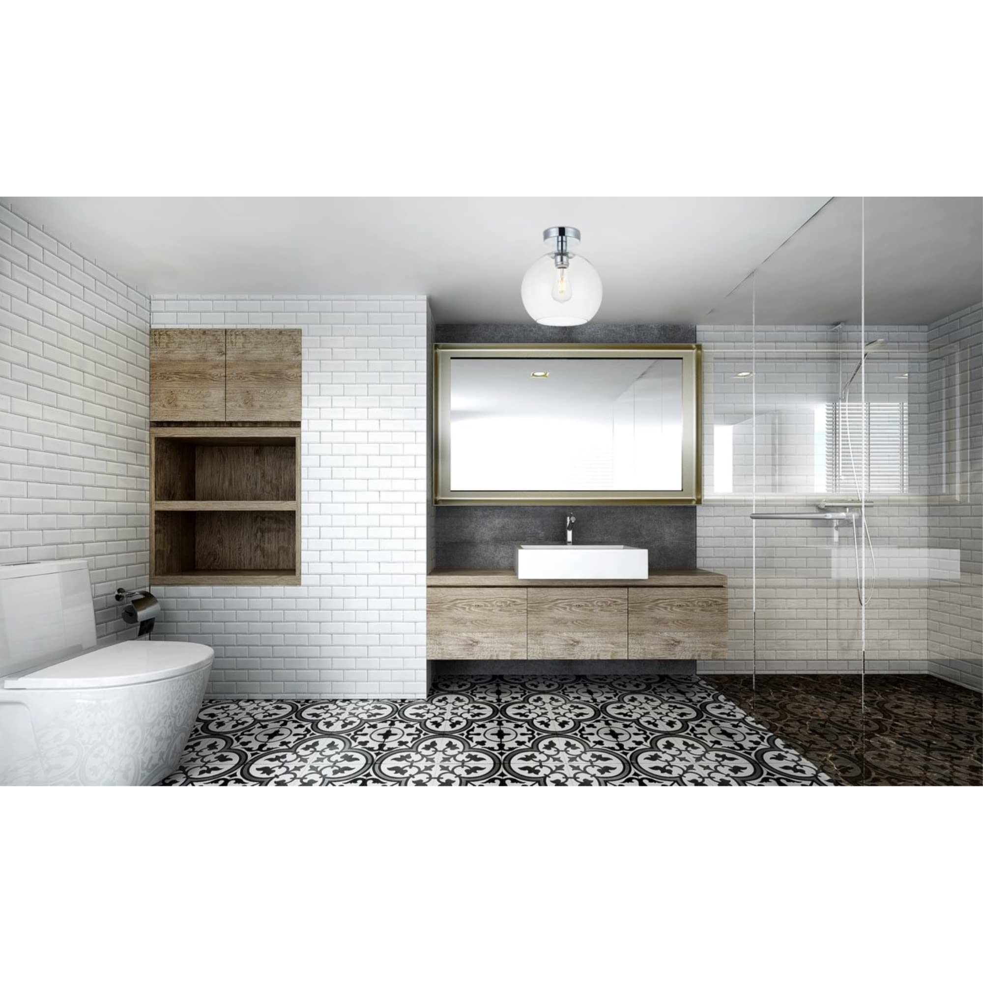 Elegant Lighting Baxter 1 Light Chrome Flush Mount with Clear Glass