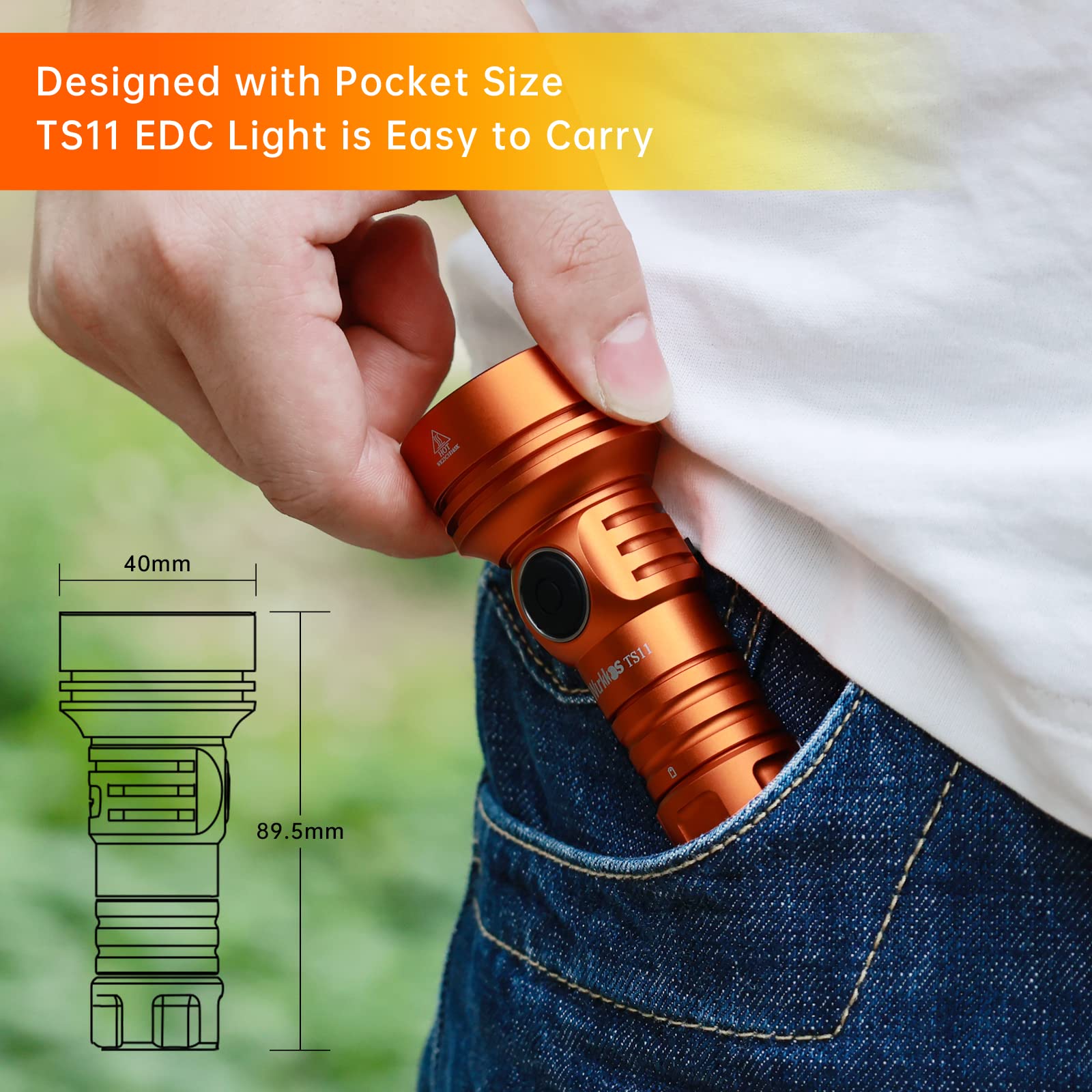 Wurkkos Ts11 Edc Flashlight Rechargeable,Super Bright Led Pocket Flashlight With 616M Beam Distance,Compact Led Flashlight With