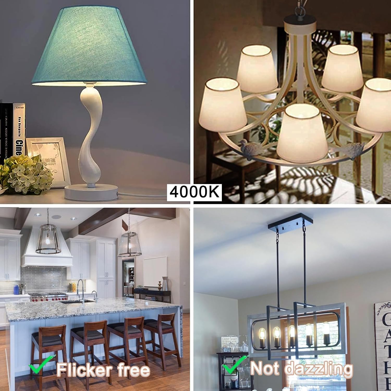 NOVELUX E26 LED Bulb 6W T10 Dimmable 4000K Neutral White Clear Glass 3 Inch 6 Pack