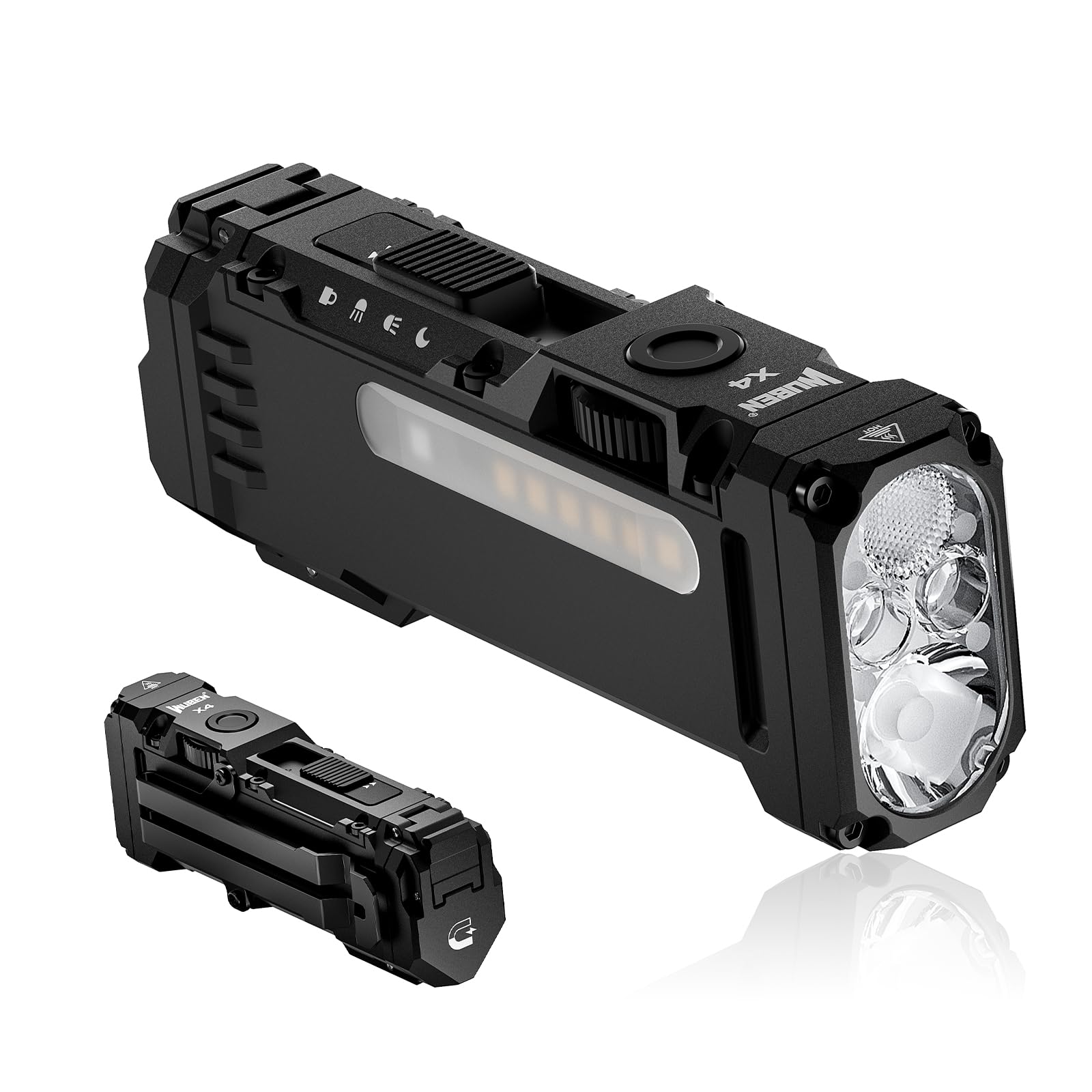 WUBEN X4 EDC Rechargeable Flashlight with RGB Light, 1500 Lumens Mini Flashlight with Tactical Switch and Magnetic, IP68 Portabl