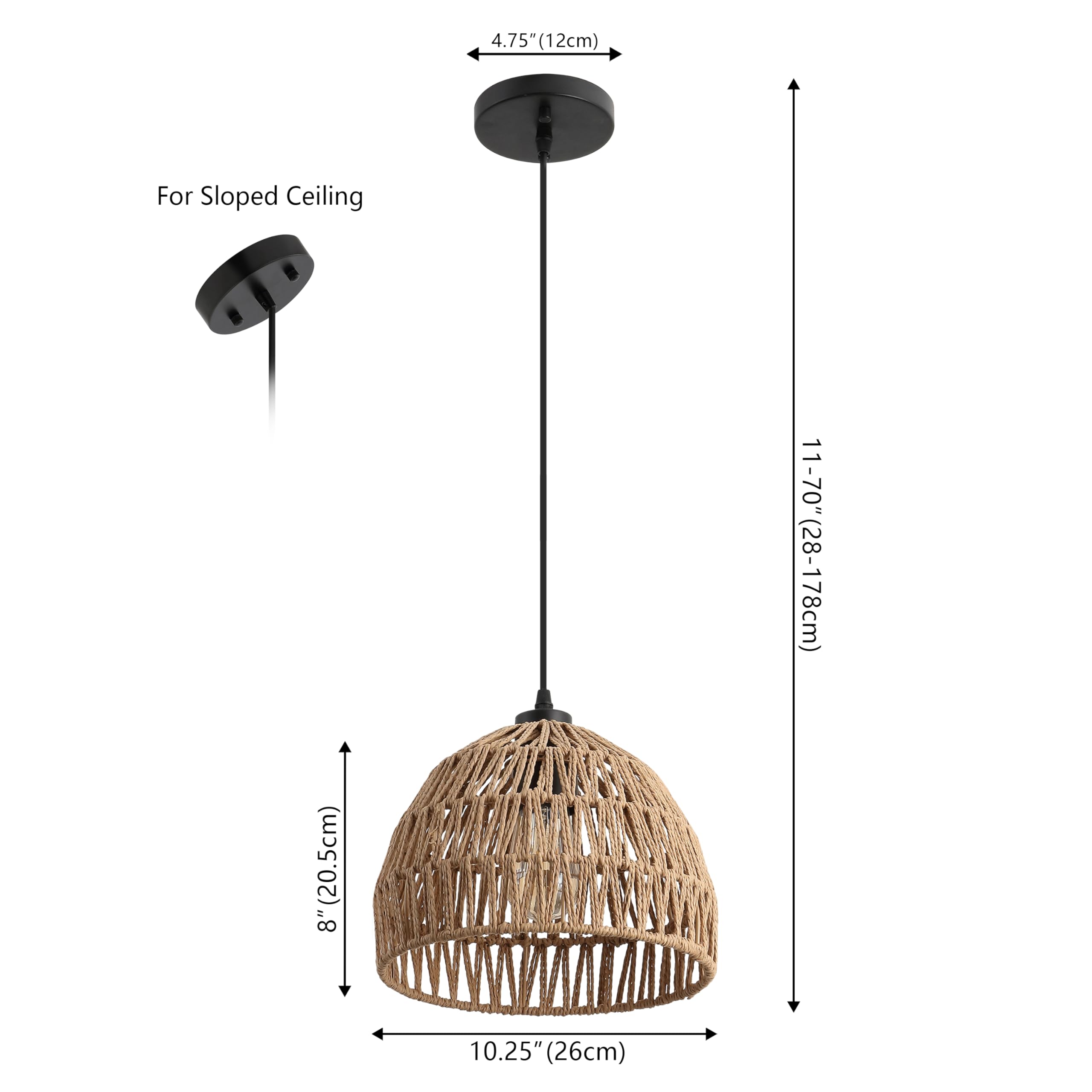 Jonathan Y Jyl6513E Campana 10.25 1-Light Bohemian Modern Woven Rope/Iron Led Pendant Farmhouse, Coastal, Transitional, Kitchen,