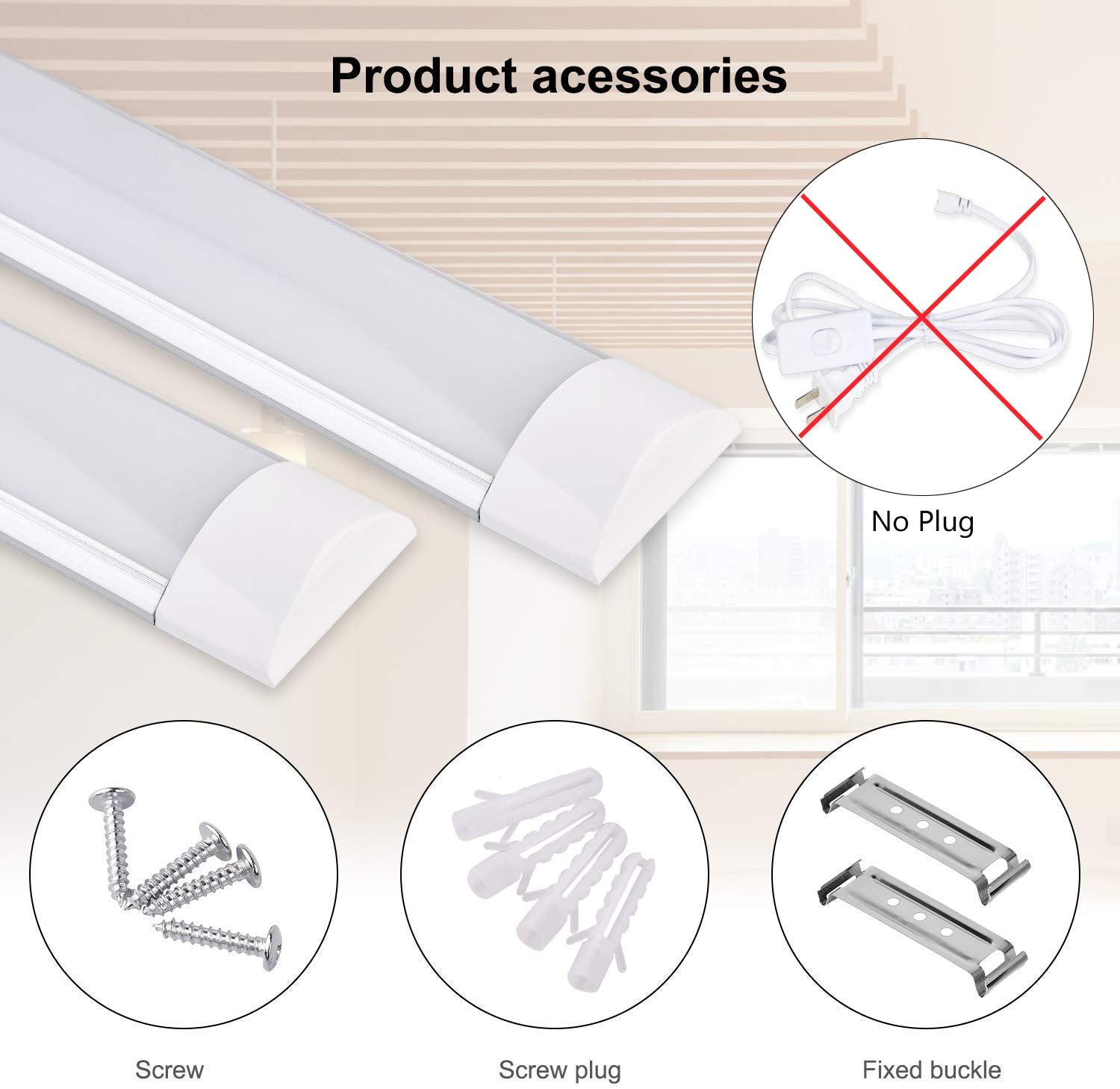Sararoom 2FT LED Wraparound Shop Light, 20W, 2400lm, Warm White, 3200K, Garage/Office/Closet Lighting